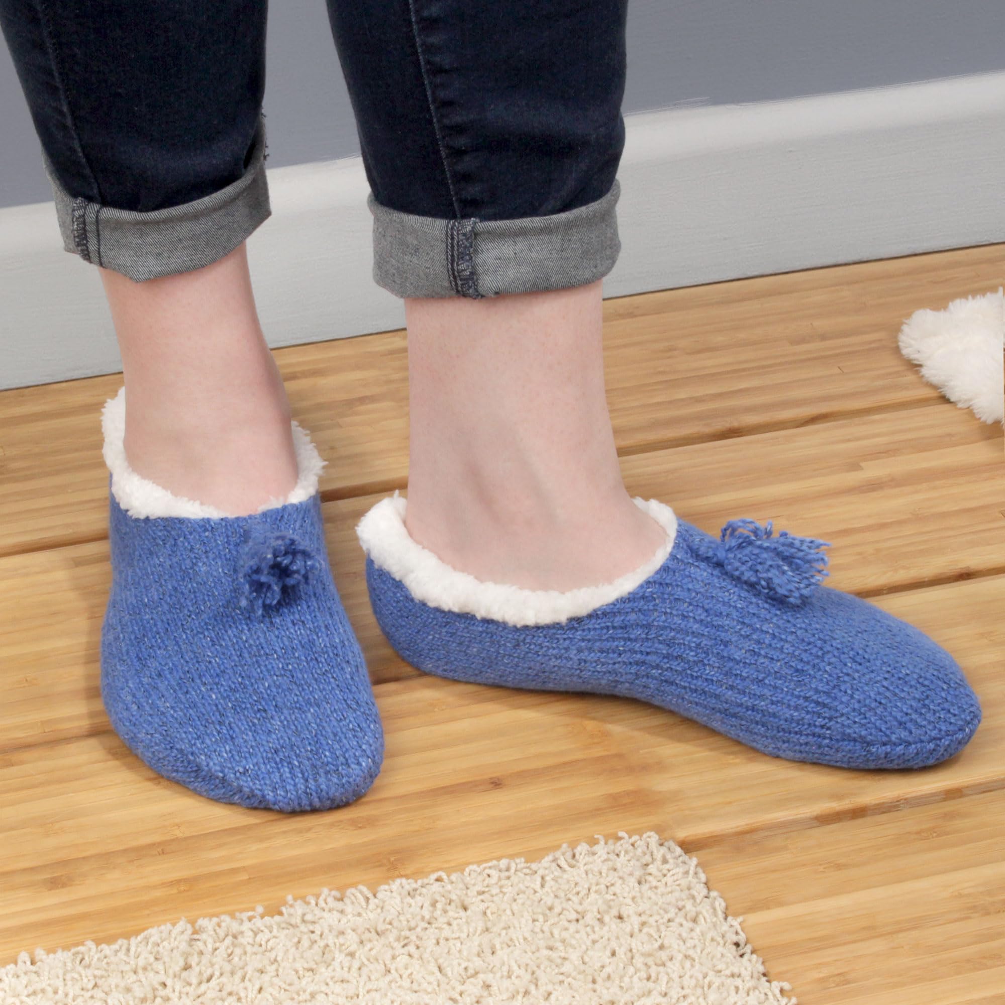 BambooMN Women's Soft Warm Cozy Knit Slippers with Non-Slip Sole - Breathable Lined House Shoes for Indoor, Travel & Lounge Comfort - Perfect Gift for Her