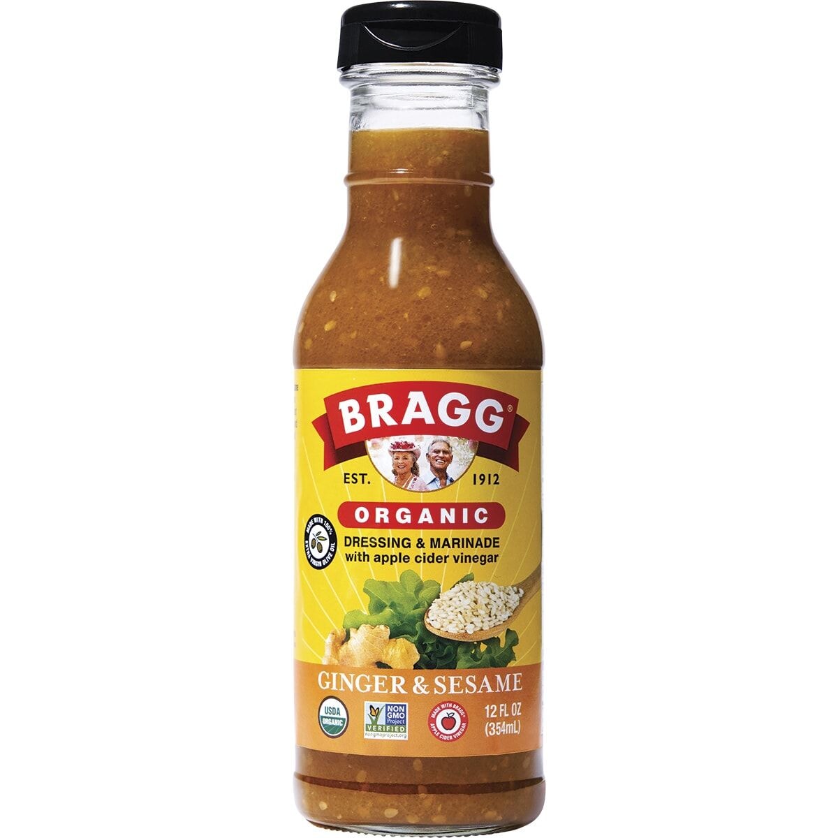 Organic Bragg Ginger & Sesame Salad Dressing - Gluten-Free, Vegan Asian-Inspired Dressing for Salads, Noodles & Stir-Fry Dishes
