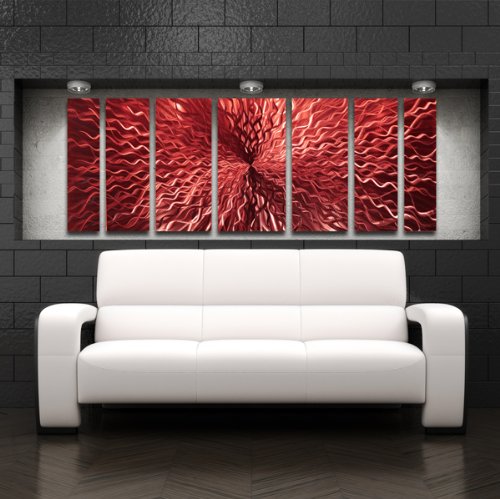 Modern Abstract Metal Wall Sculpture - Rhythmic Energy Red Contemporary Artwork for Home & Office Decor | Perfect for Living Room, Bedroom or Entryway