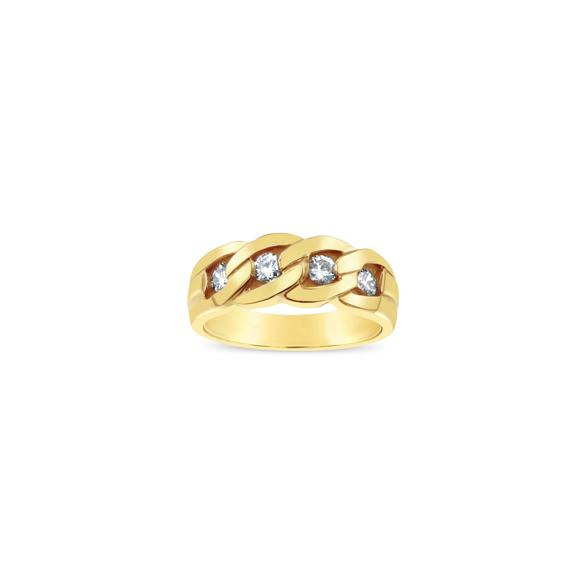 14K Yellow Gold Diamond Wedding Band 0.30cttw - Link Style Design for Women, Perfect for Engagement, Anniversary & Bridal Jewelry Gifts