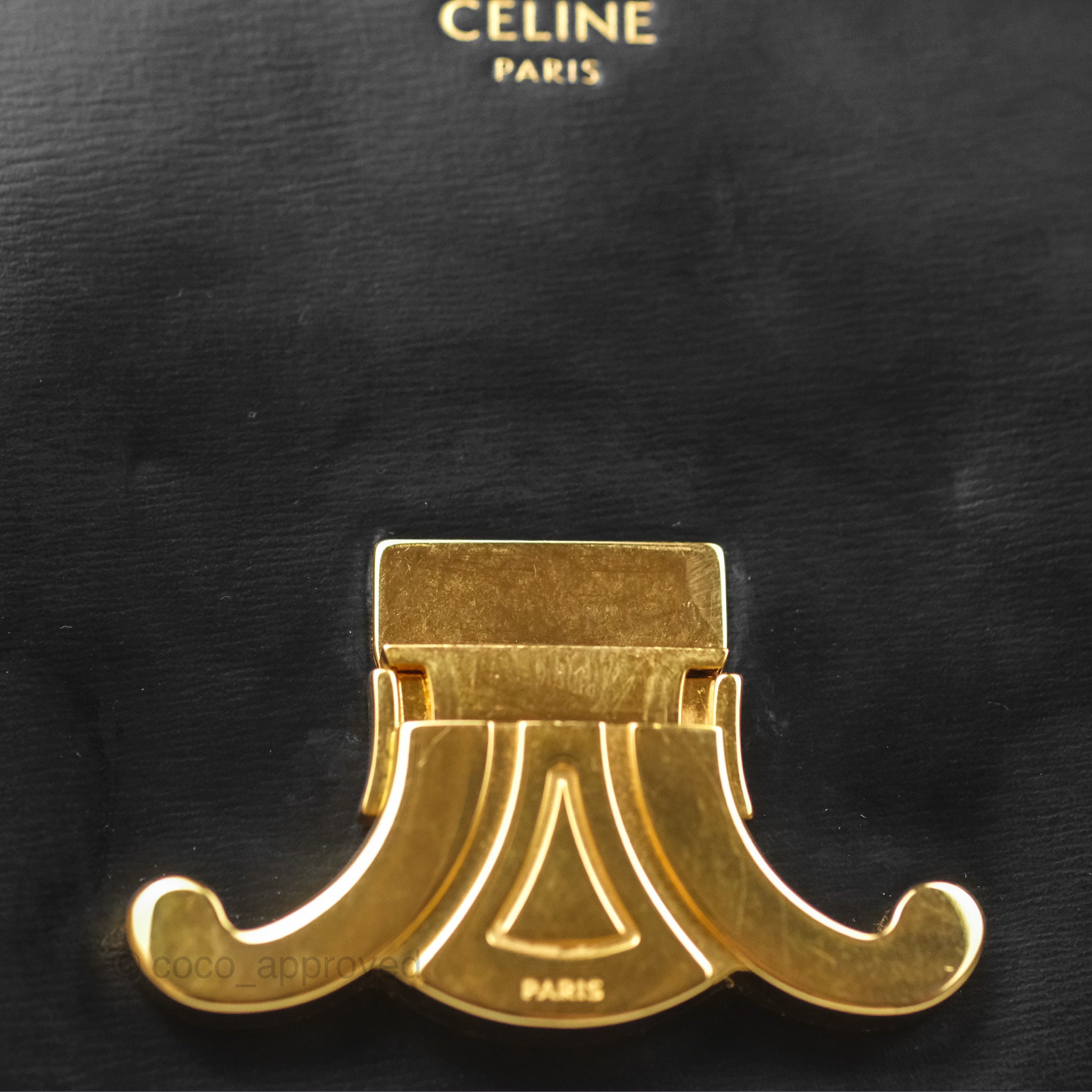 Celine Triomphe Shoulder Bag in Black Calfskin Leather - Luxury Crossbody Purse for Women, Perfect for Work, Travel and Evening Events