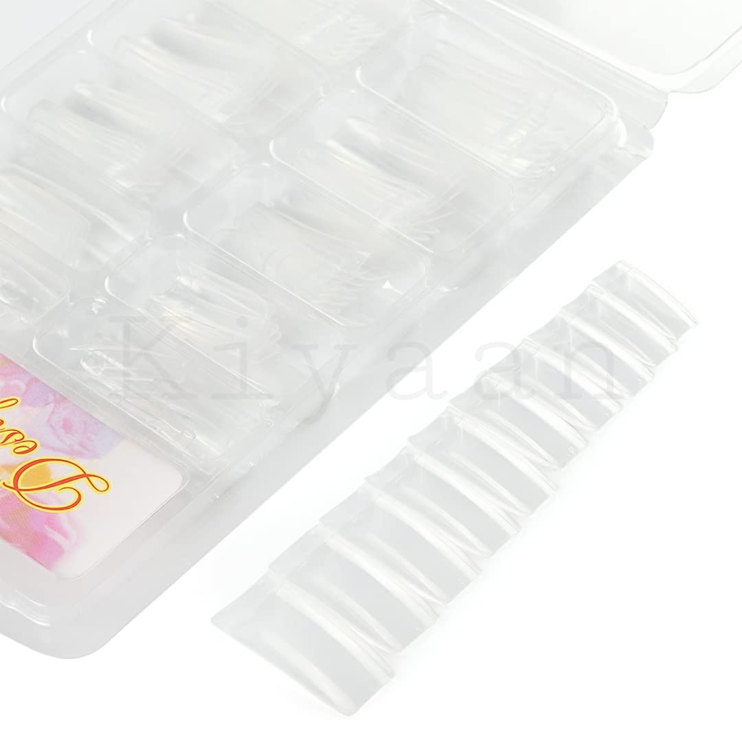 PRO ROOP Clear False Nails Tips - 10 Sizes 100pcs Poly Gel Acrylic Nail Extension Forms, UV DIY Manicure Kit with Dual Forms System - Perfect for French Tip, Full Cover Artificial Nails & Salon Quality At-Home Nail Art