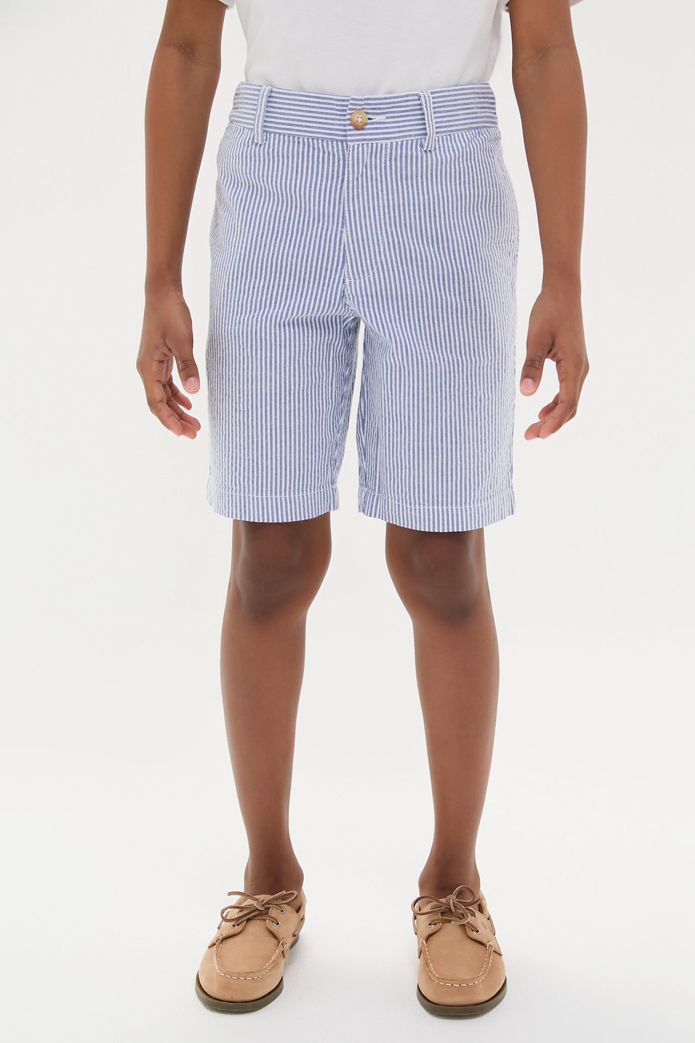 Preppy Blue Seersucker Shorts for Men - Casual Summer Wear & Beach Outfits