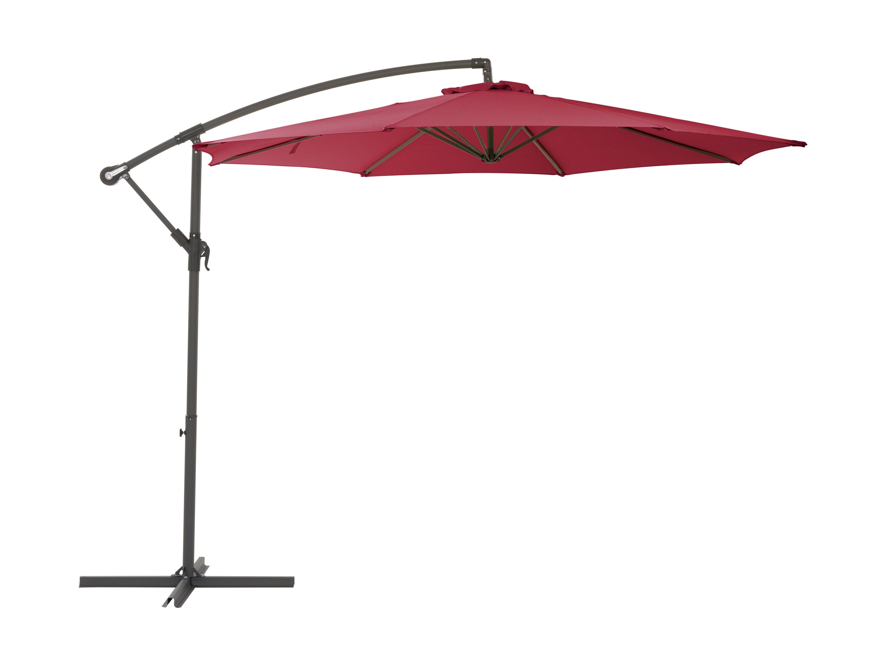 9.5ft Tilting Offset Patio Umbrella - Wine Red Outdoor Sun Shade for Poolside, Garden, and Backyard Relaxation