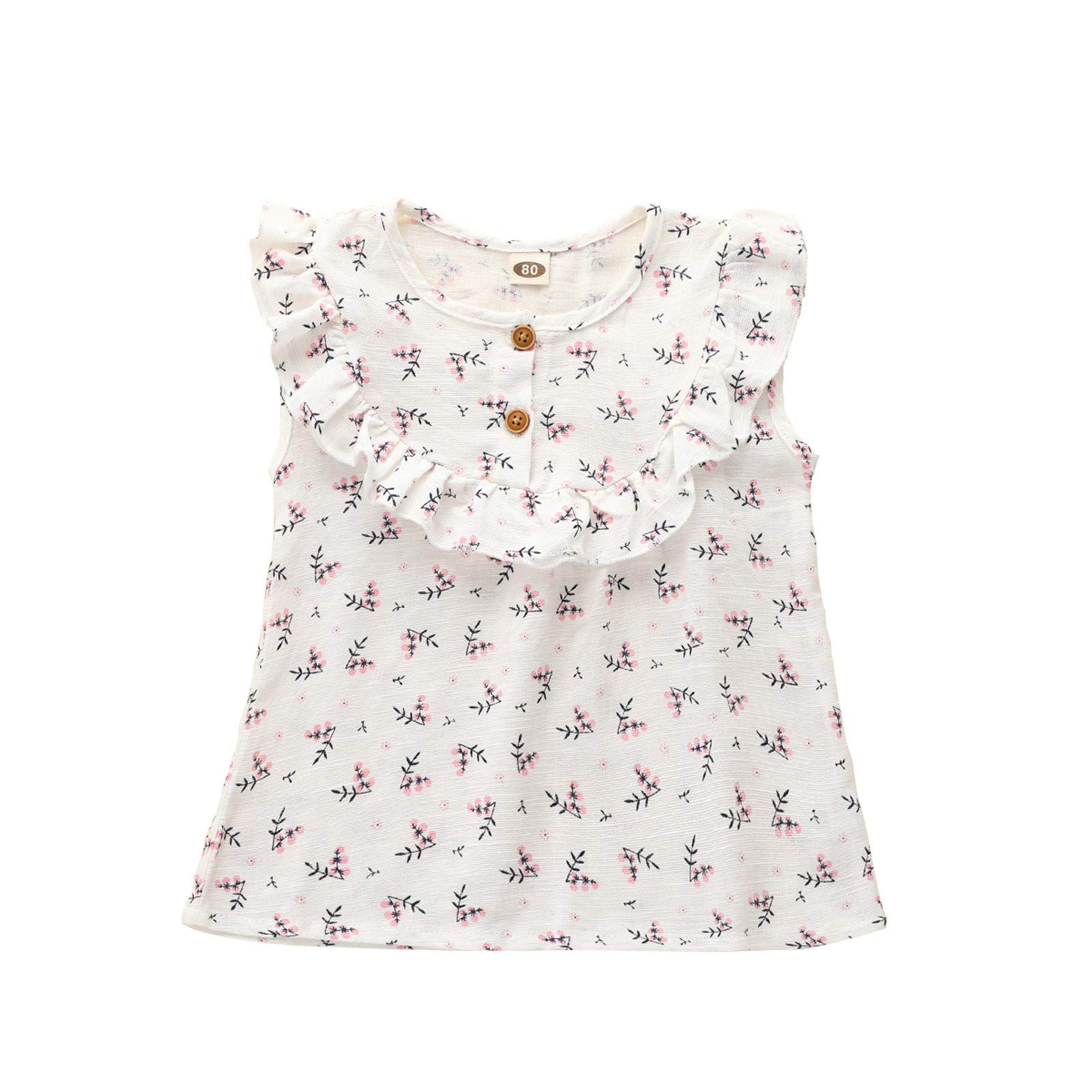 Floral Print Sleeveless Ruffled Pullover Top for Baby & Toddler Girls - Perfect for Playdates, Parties & Pairing with Leggings