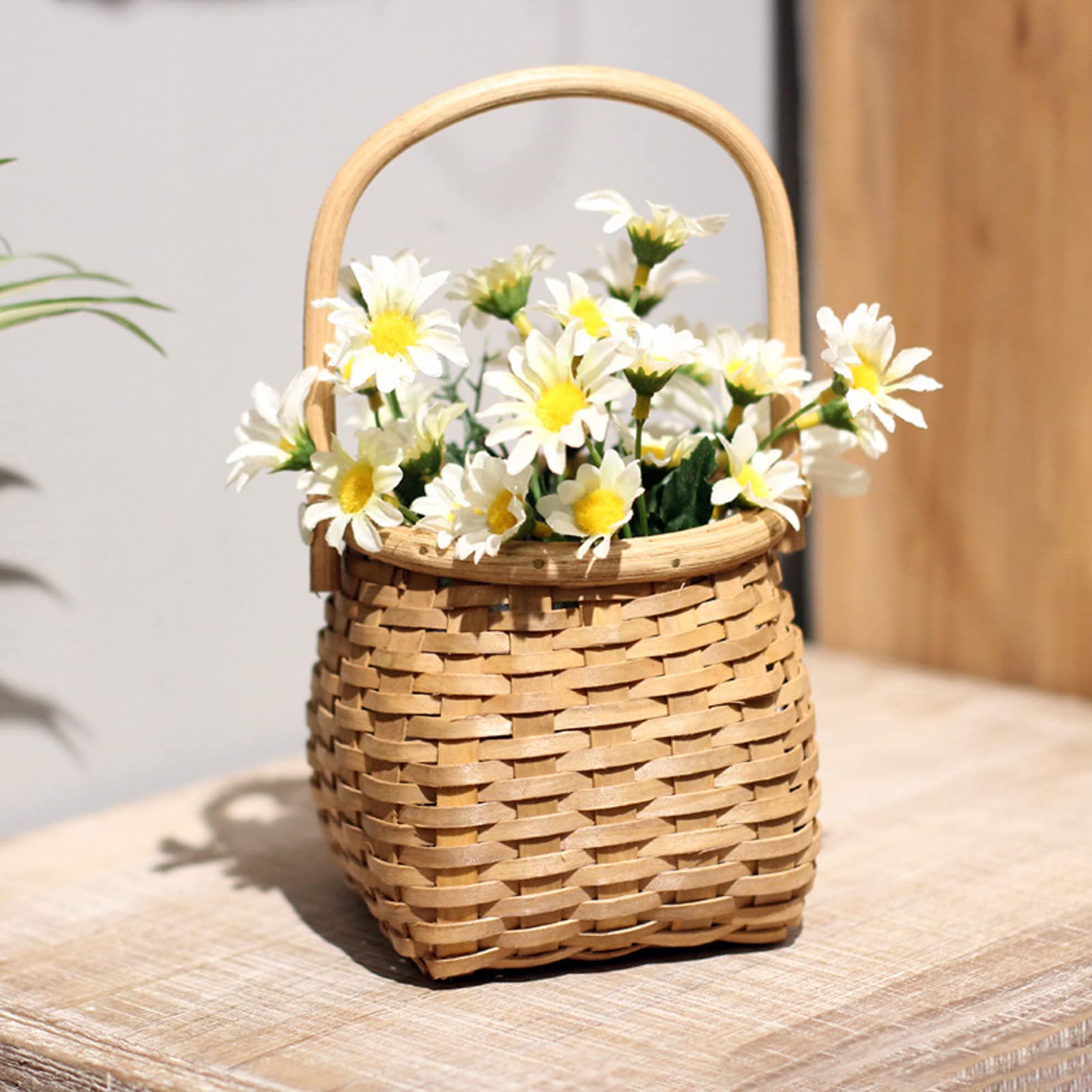 Wnvivi Set of 2 Wicker Rattan Flower Baskets with Handles - Rustic Mini Picnic Baskets for Wedding Flower Girls, Home Decor & Floral Arrangements | Perfect for Bridal Showers, Garden Parties & Boho Weddings