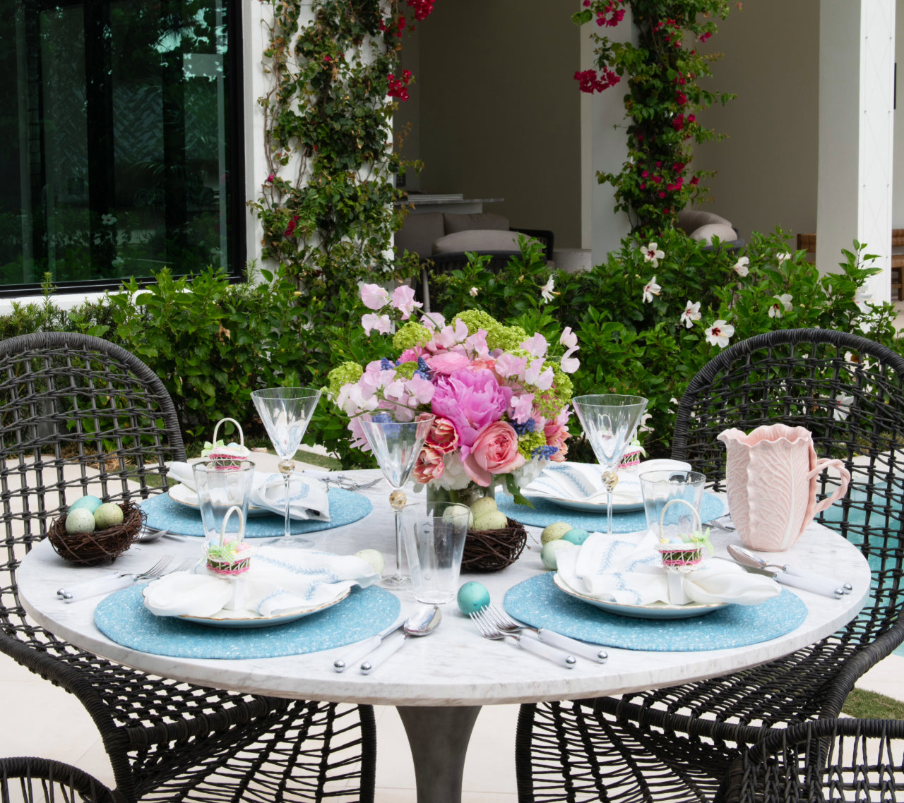 Premium Periwinkle Perennial Placemats Set of 4 - Waterproof & Heat-Resistant for Dining Table, Kitchen, and Outdoor Use