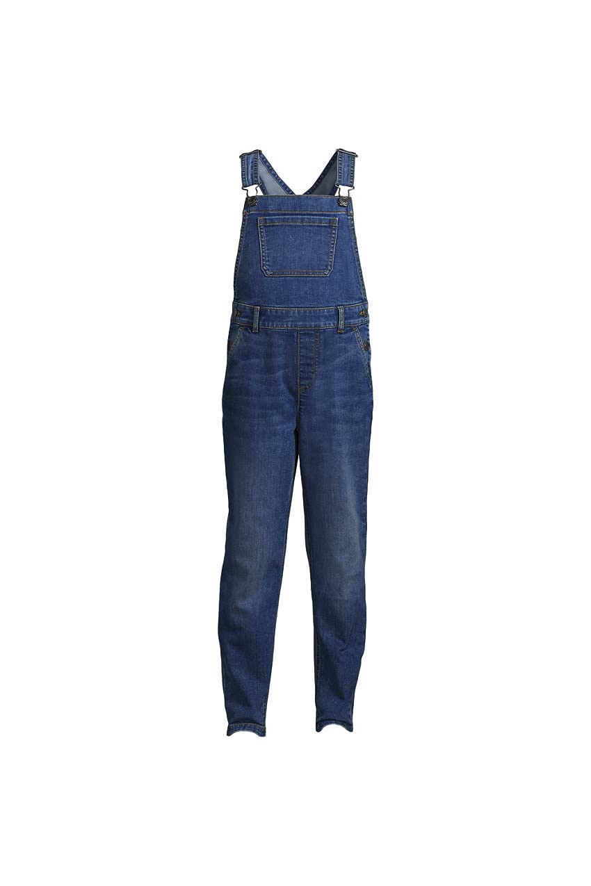 Lands' End Girls' Iron Knee Denim Overalls - Durable Playwear for Outdoor Adventures & Casual School Days