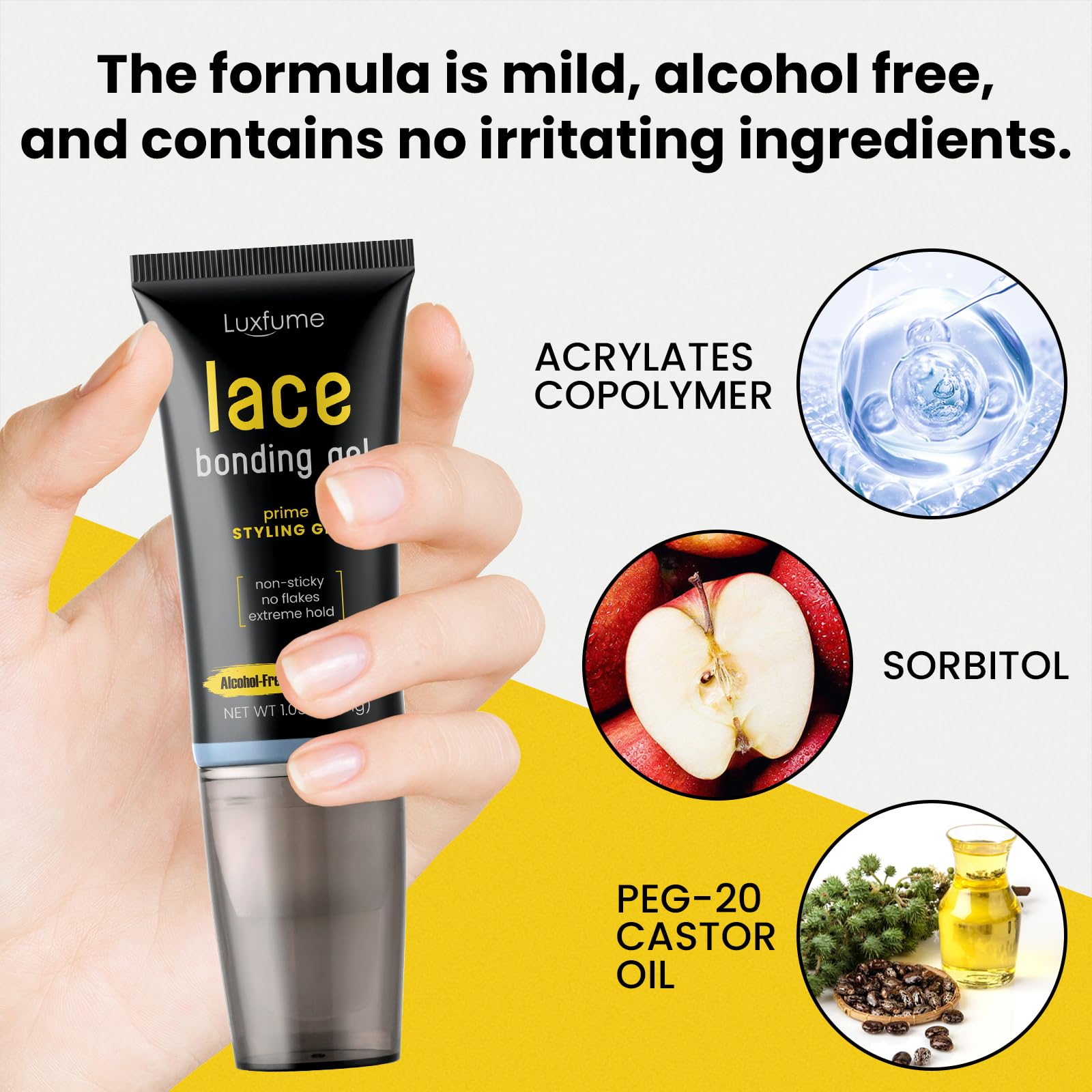 Lace Bonding Gel for Wigs - Invisible & Skin-Friendly Wig Glue with Brush Head Design | Strong Hold Lace Adhesive for Front Wigs & Hairpieces | Daily Use for Women & Men | Perfect for Cosplay, Daily Styling & Special Occasions