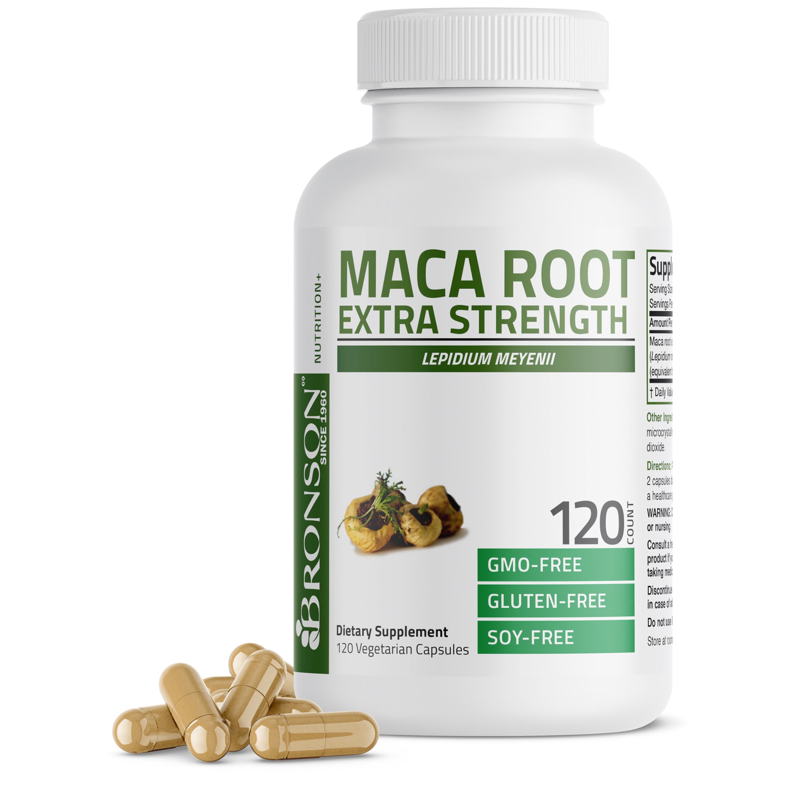 Bronson Maca Root Extract 120 Vegetarian Capsules - Non-GMO, Organic Lepidium Meyenii Supplement for Energy, Stamina & Hormonal Balance - Perfect for Athletes, Fitness Enthusiasts & Stress Relief