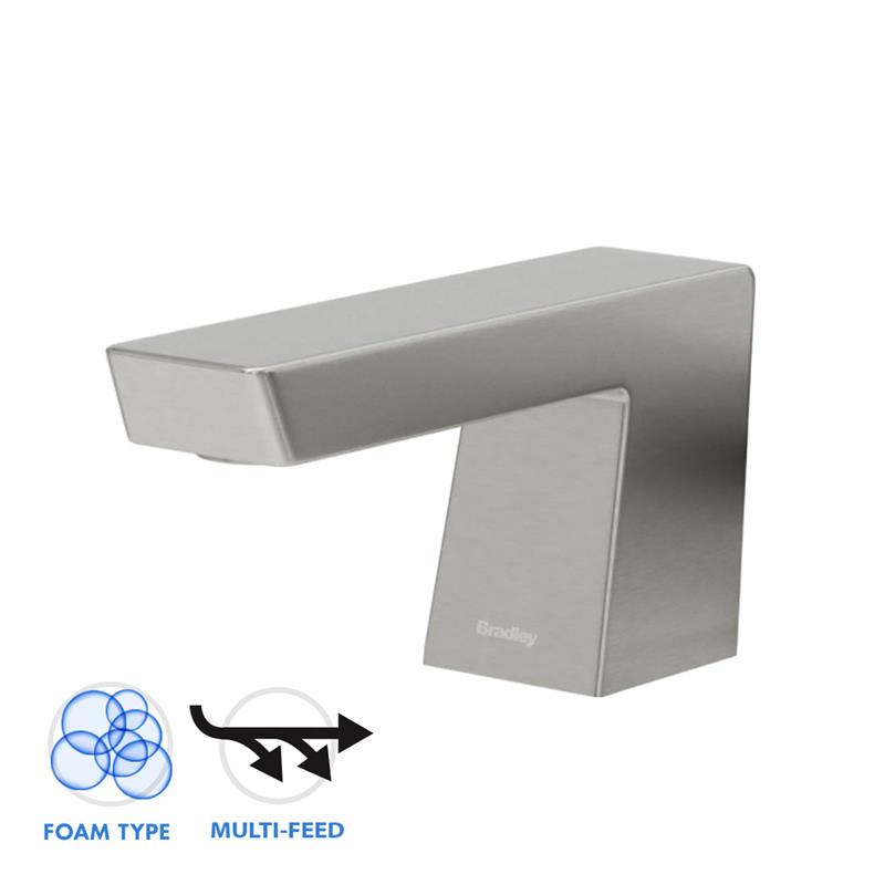 Bradley 6 3700 RFM Zen Series Multi Feed Tank Deck Mounted Soap Dispenser - Commercial Grade Foam Soap Dispenser for Restaurants, Hospitals, and Public Restrooms