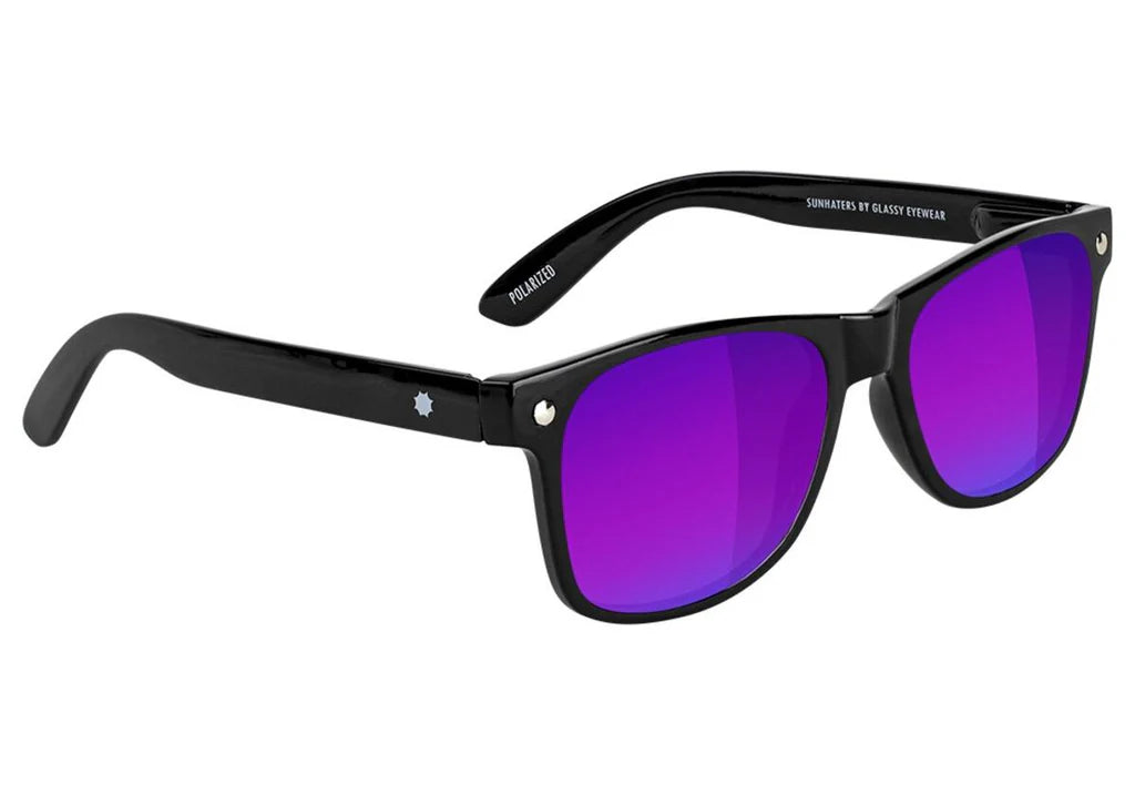 Polarized Sunglasses for Men & Women - Glassy Leonard Black/Blue Mirror Lens - UV Protection for Driving, Fishing & Outdoor Activities