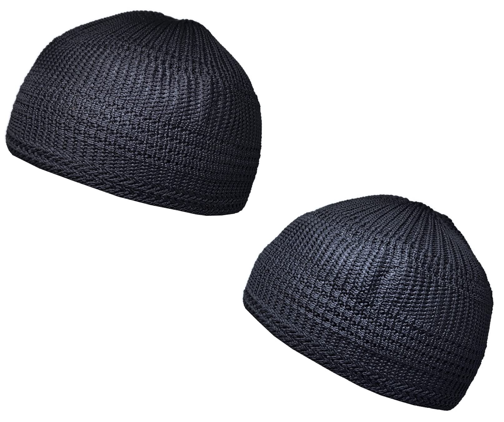 2 Pack Muslim Skull Cap Beanie - AMN-341 Islamic Prayer Crochet Takke Kufi Hat for Men, Eid Ramadan Gift - Perfect for Daily Prayers, Mosque Worship & Religious Ceremonies