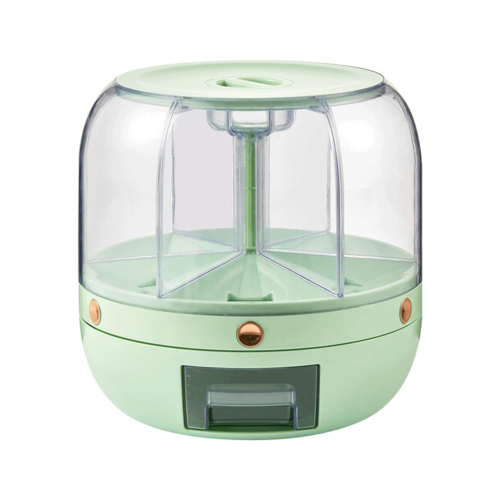 360° Rotatable 6-Grid Rice Dispenser & Cereal Storage Container - 22 lbs Large Capacity BPA-Free Kitchen Organization Bin for Coffee Beans, Dry Food & Multigrain - Perfect for Pantry, Kitchen Counter & Meal Prep (Green)