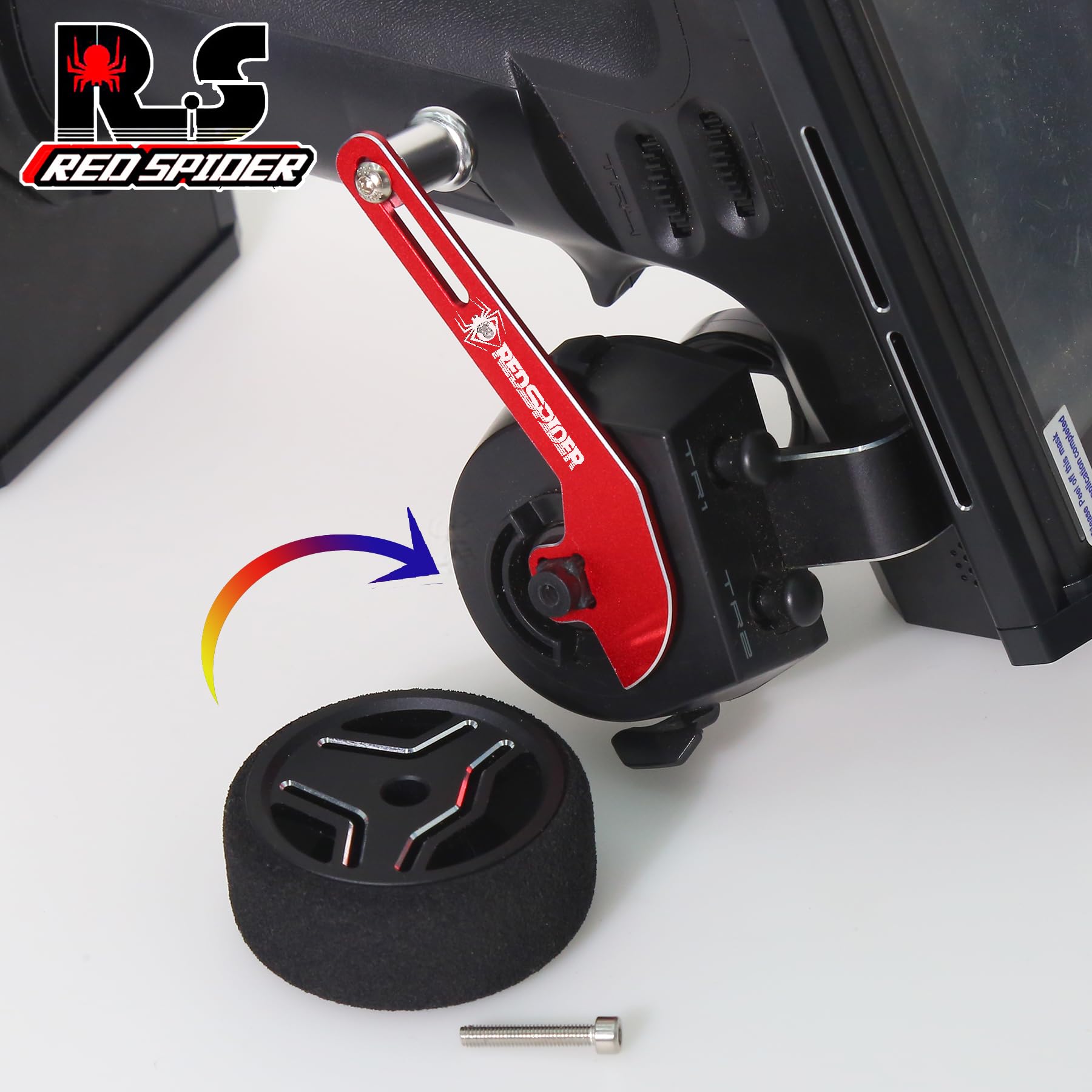 REDSPIDER RC Steering Wheel Trigger - One-Handed Control Adapter for Flysky NB4/NB4 Pro Controller - Carbon Fiber Upgrade Part - Perfect for Drift Racing & Precision RC Car Control (Black)