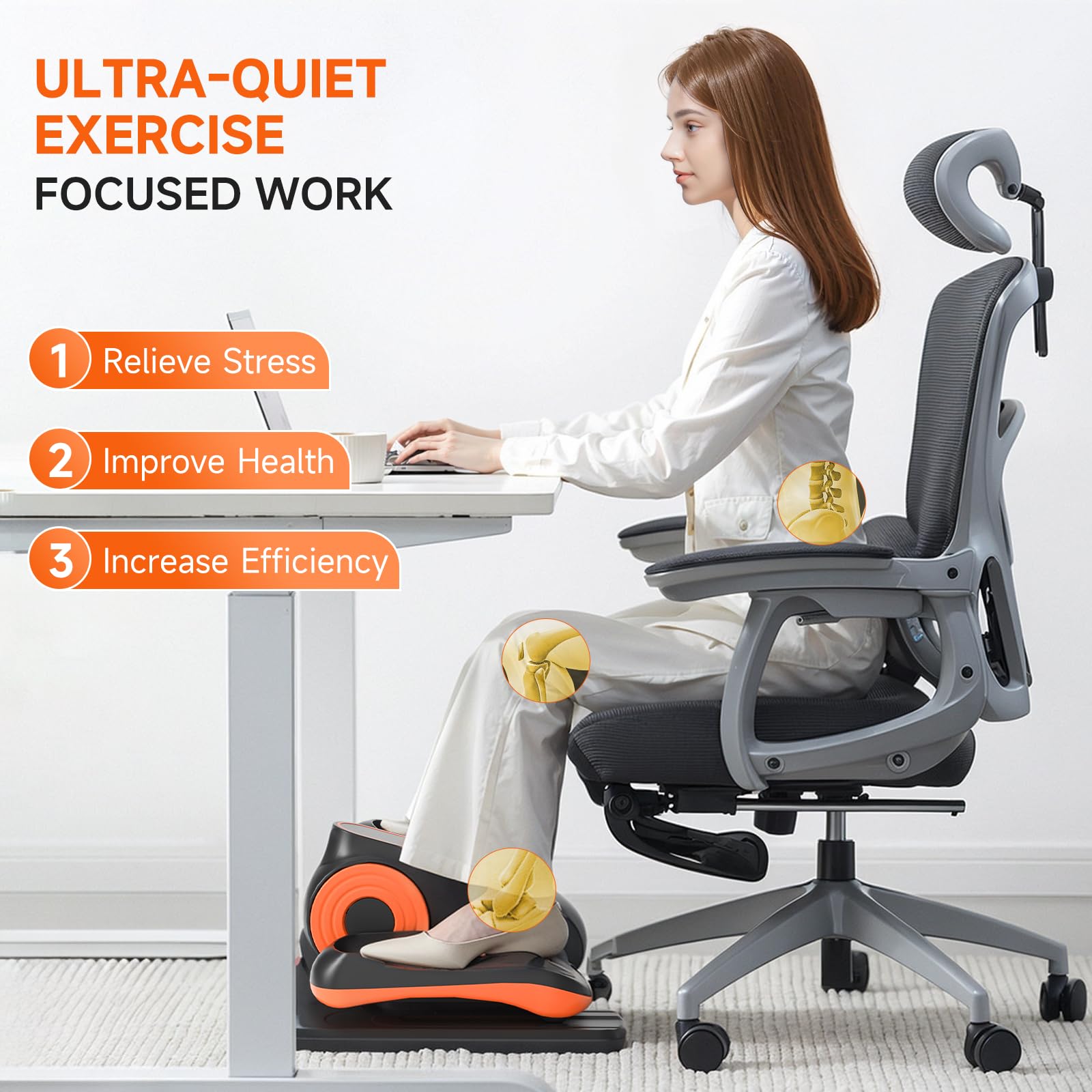 Under Desk Elliptical Machine - Quiet Electric Seated Pedal Exerciser with LCD Display, Remote Control & 12 Speed Modes | Portable Home Office Fitness Equipment for Workouts While Sitting, Watching TV or Working at Your Desk