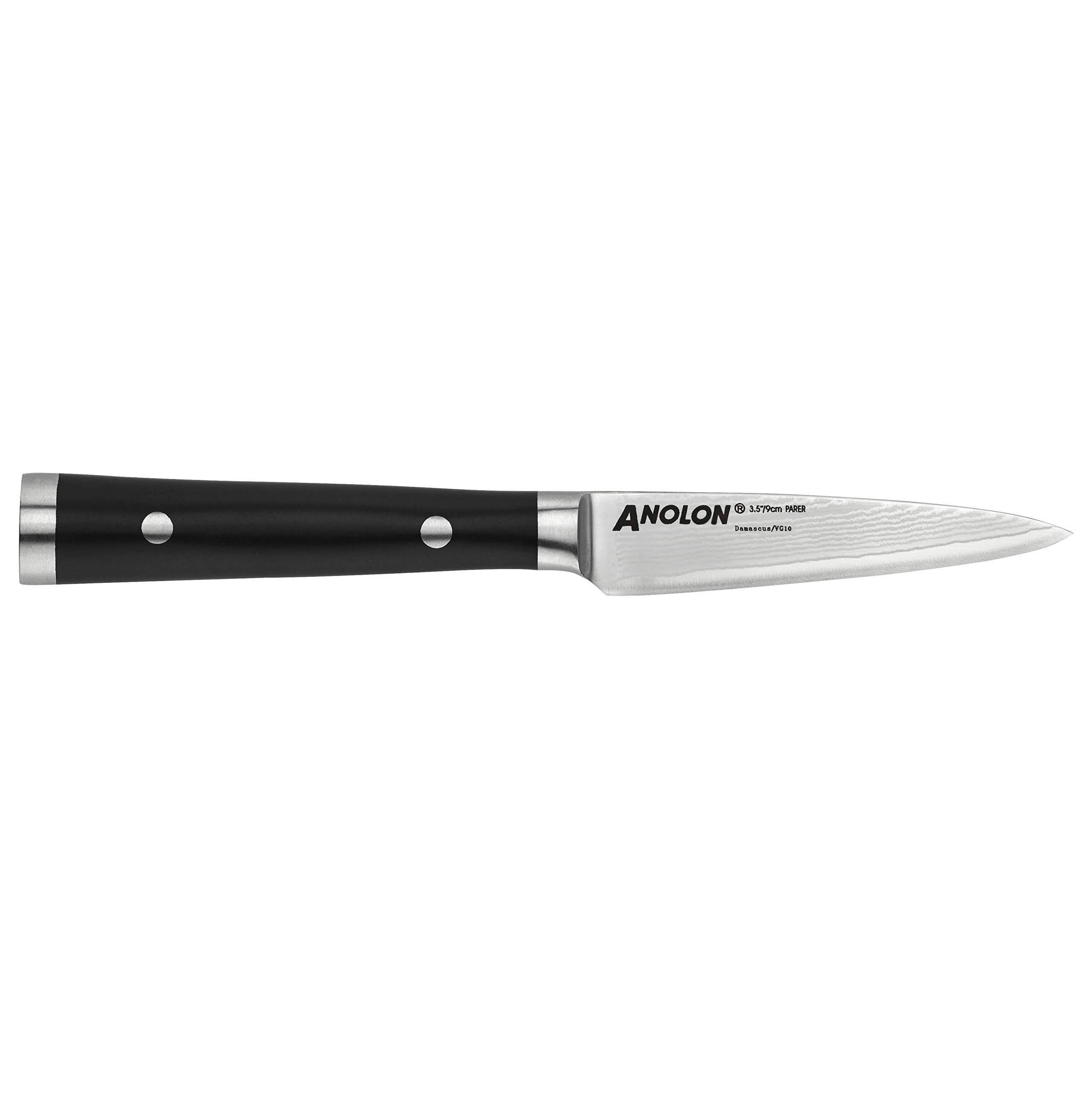 Premium Anolon Imperion Damascus Steel Knife Block Set - 5-Piece Kitchen Cutlery with Razor-Sharp Blades, Ergonomic Handles & Stylish Black Finish | Perfect for Home Chefs, Cooking Enthusiasts & Gourmet Food Preparation