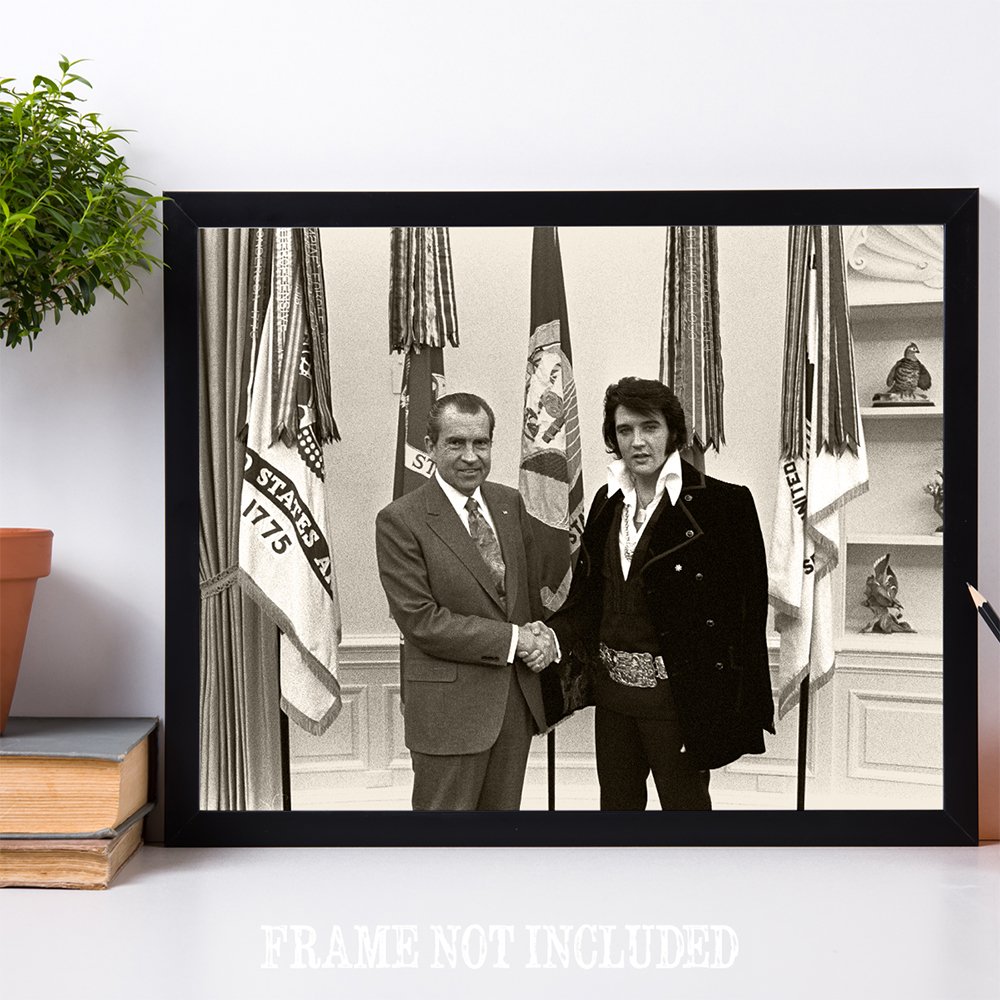 Lone Star Art Nixon Meets Elvis Presley - 11x14 Unframed Wall Art Print - Affordable Elvis Presley Memorabilia Gift Under $15 - Perfect for Home Decor, Office, or Elvis Fan Collection