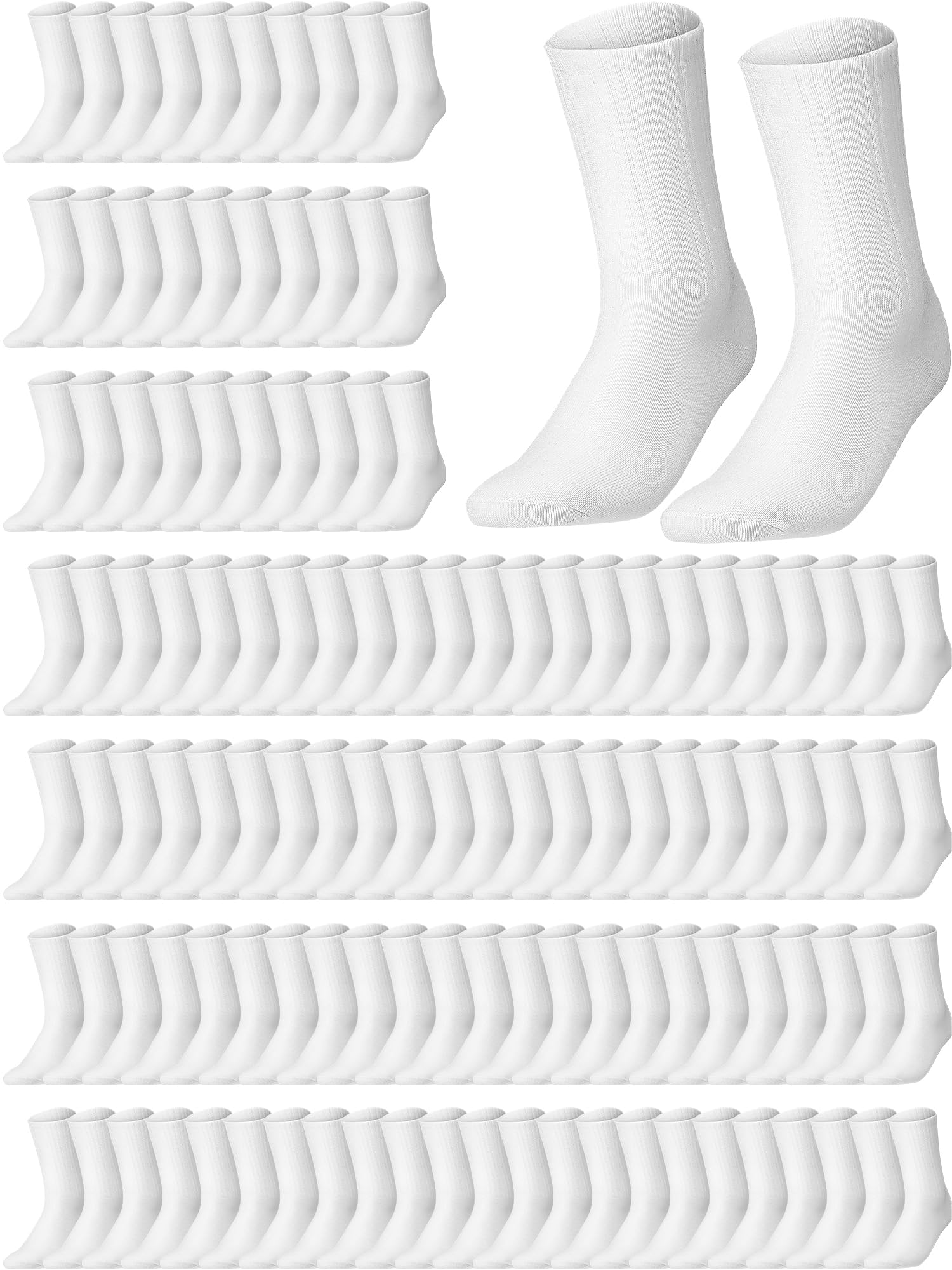 Haysandy 200 Pairs Bulk Unisex Socks - Crew Solid Color Athletic Casual Socks for Women, Men, Adults & Kids - Perfect for Daily Wear, Sports, Gifting & Homeless Donations