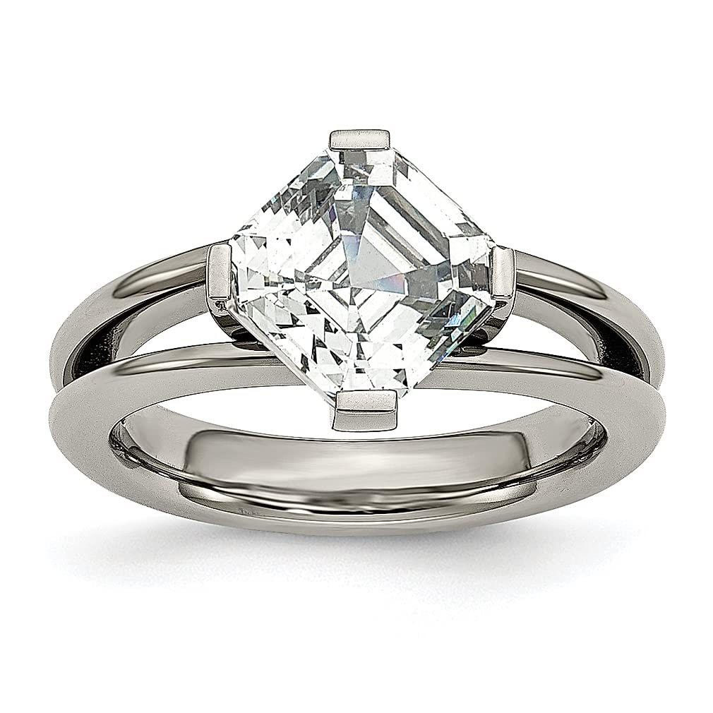 ICE CARATS Titanium Cubic Zirconia CZ Band Ring - Elegant Women's Fashion Jewelry, Perfect Gift for Her - Ideal for Weddings, Anniversaries & Special Occasions