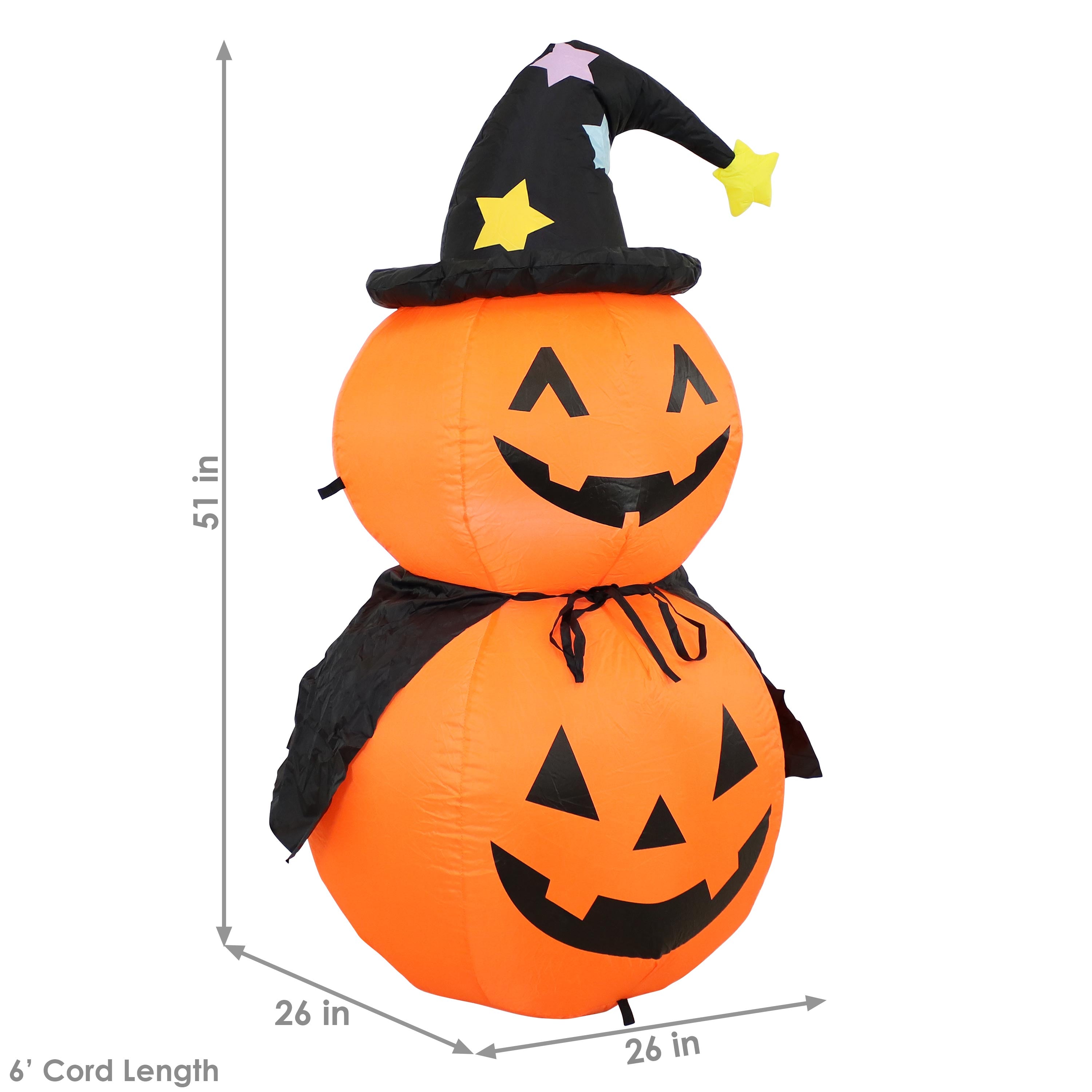 Sunnydaze 4ft Jack O' Lantern & Witch Duo Inflatable Halloween Yard Decoration - Spooky Outdoor Party Decor for Halloween Night