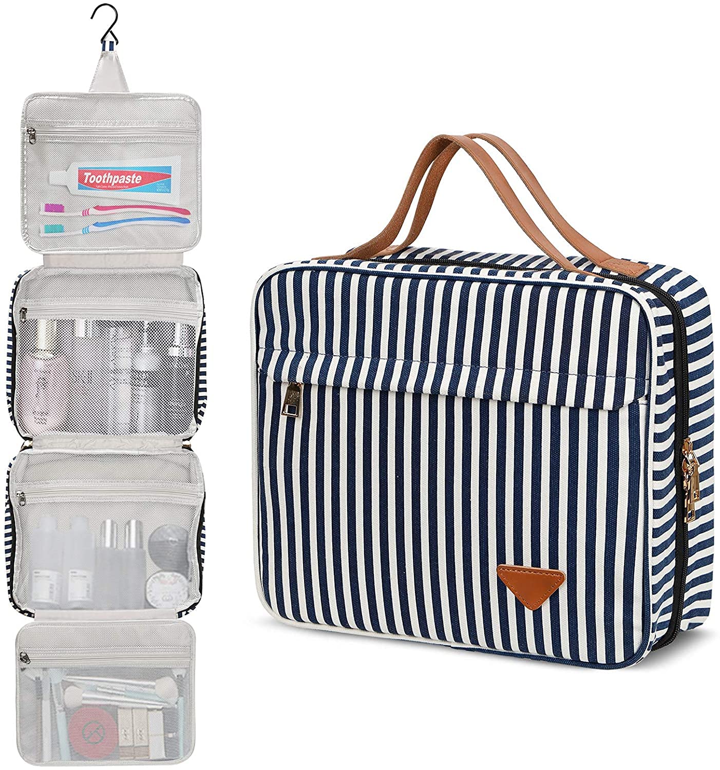 Waterproof Hanging Toiletry & Makeup Bag for Travel - Portable Cosmetic Organizer with Hook for Bathroom, Shower, Gym - Ideal Gift for Women & Girls (Great for Weekend Trips, Camping & College Dorm Use)