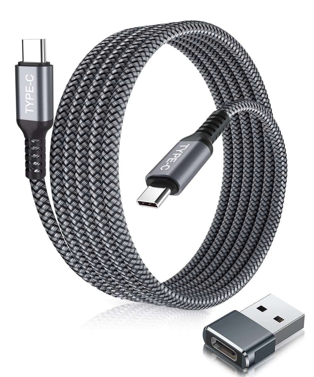 Elebase 2M USB C to USB C Fast Charging Cable 100W with Adapter - Compatible with iPad Mini 7, iPhone 16/15 Pro Max/Plus, iPad 10/Air 5, AirPods 4, Samsung S24/S23/S22 - Perfect for Home, Car & Travel Charging