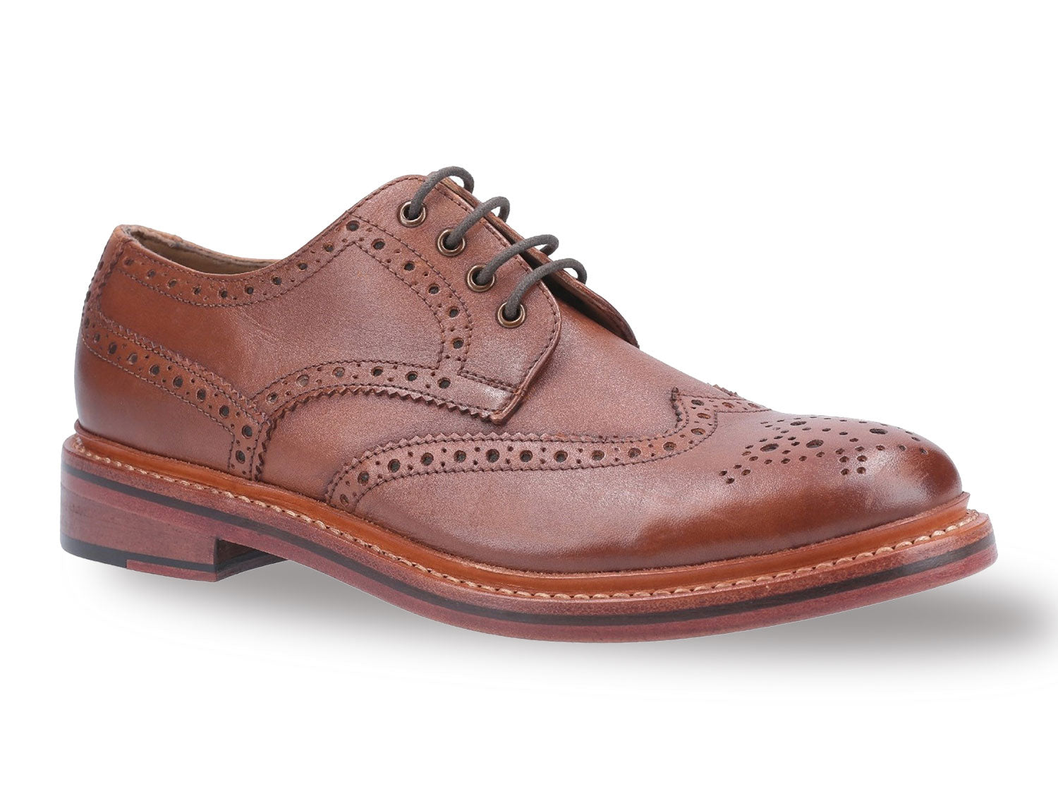 Cotswold Quenington Genuine Leather Brogue Shoes for Men - Classic Oxford Style Dress Shoes for Formal & Business Occasions