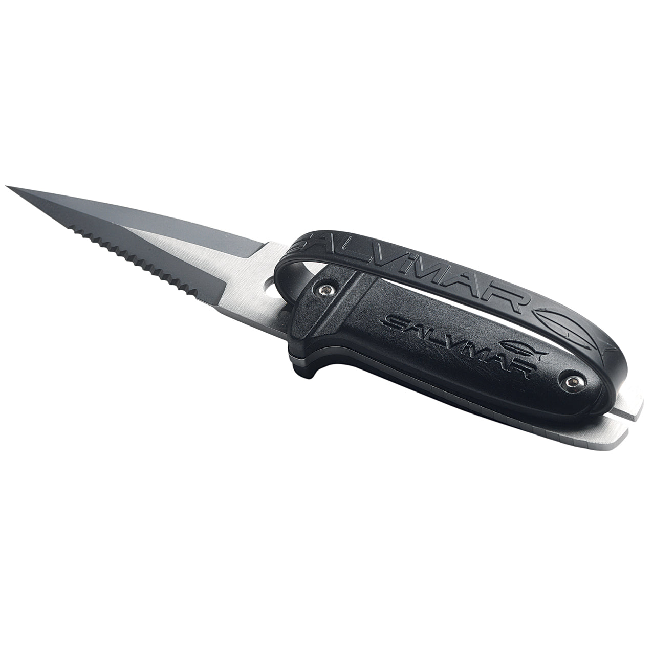 Salvimar ST BLADE Black Spearfishing Knife - High Carbon Steel Blade, Corrosion Resistant - Perfect for Underwater Hunting, Diving & Marine Activities
