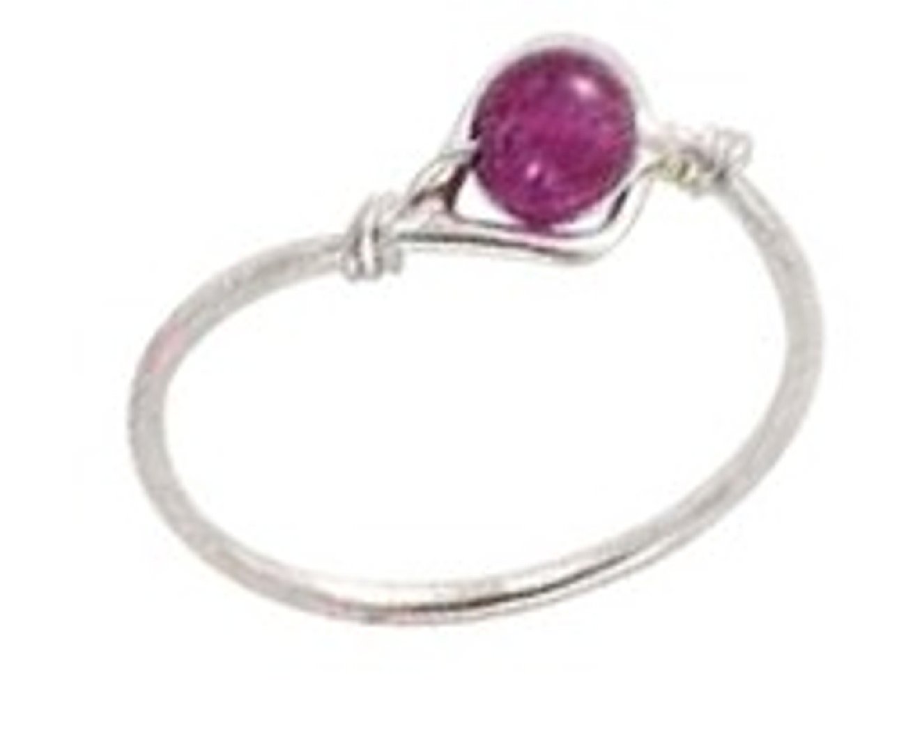 Sterling Silver Amethyst Bead Wire Ring for Women - Elegant Adjustable Stackable Jewelry Gift for Valentine's Day, Anniversary & Everyday Wear
