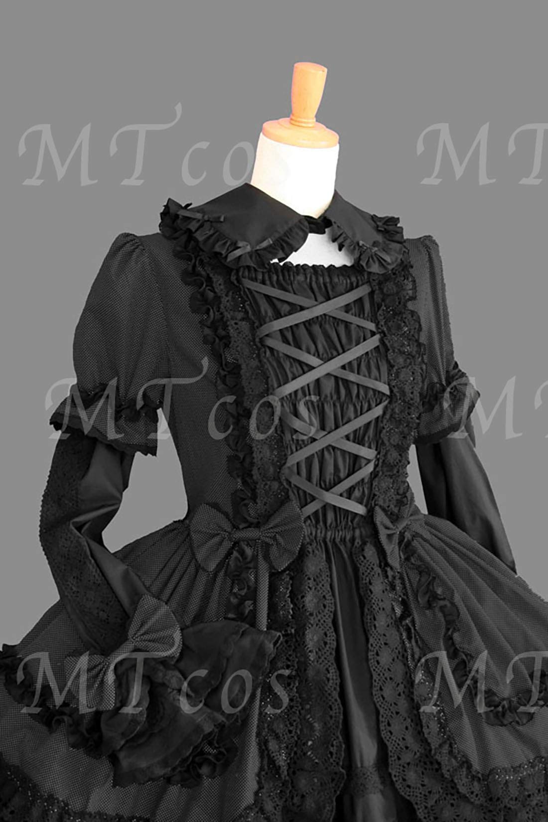Gothic Lolita Sweet Long Sleeve Black Lace Dress for Girls - Elegant Party Gown for Cosplay, Tea Parties & Special Occasions