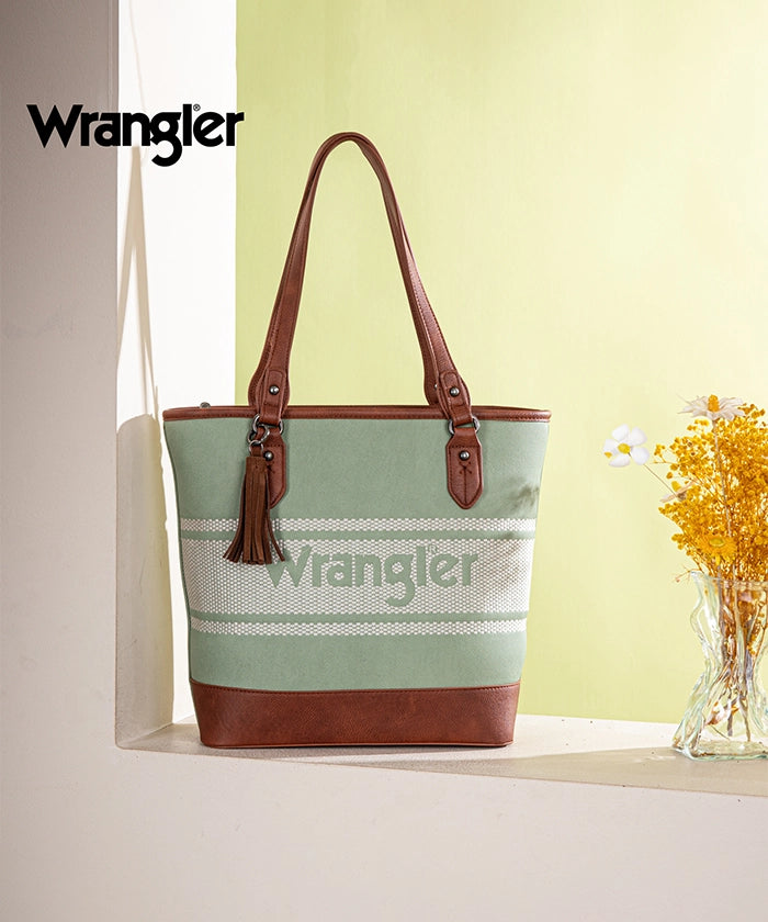 Wrangler Embroidered Canvas Tote Bag for Women - Durable & Stylish Shopping, Beach & Travel Tote - Perfect for Work, Gym & Daily Use