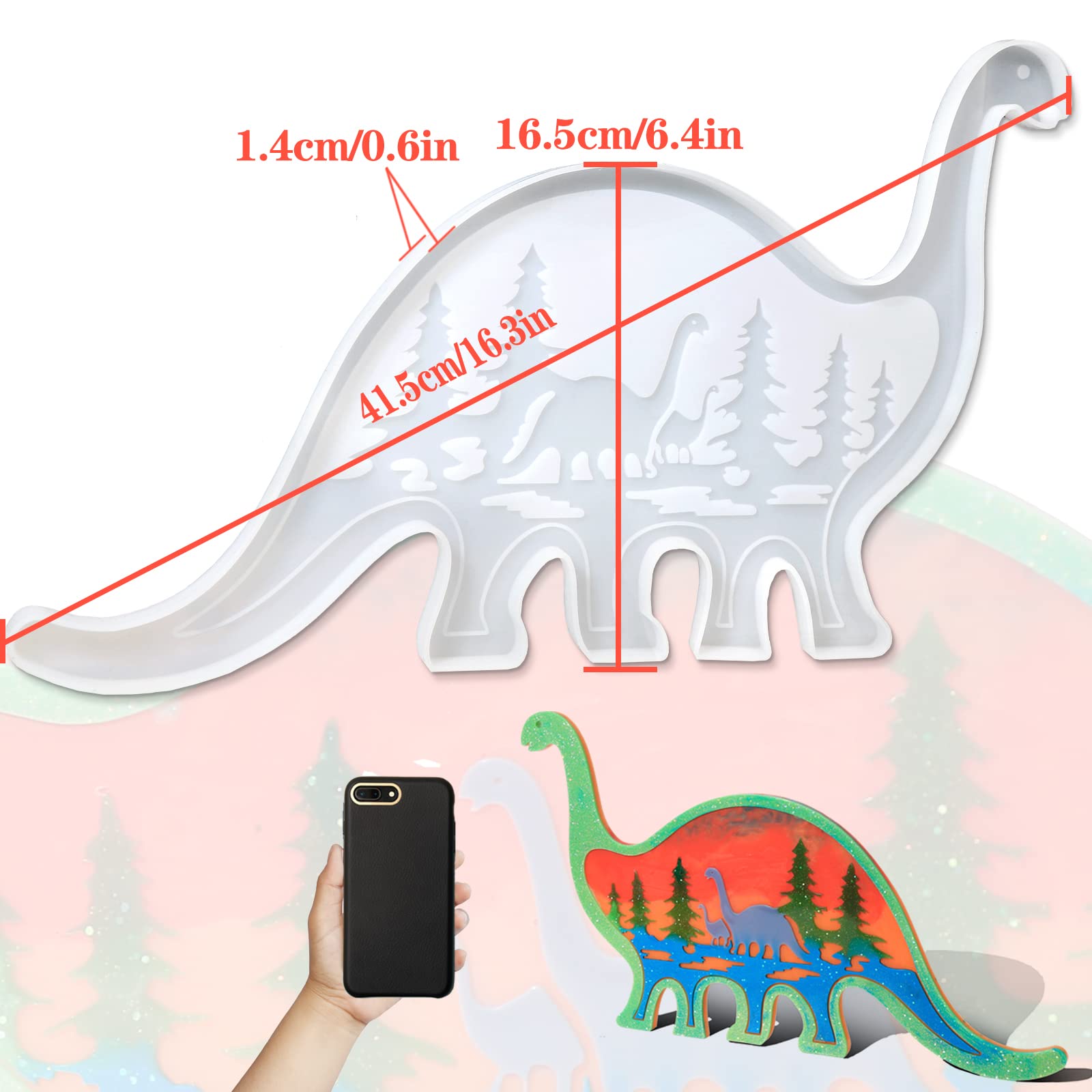 Dinosaur Silicone Resin Molds for DIY Crafts - Large Animal Epoxy Molds for Resin Art, Cabinet Decor & Home Office Decoration - Perfect for DIY Projects, Jewelry Making & Creative Gifts