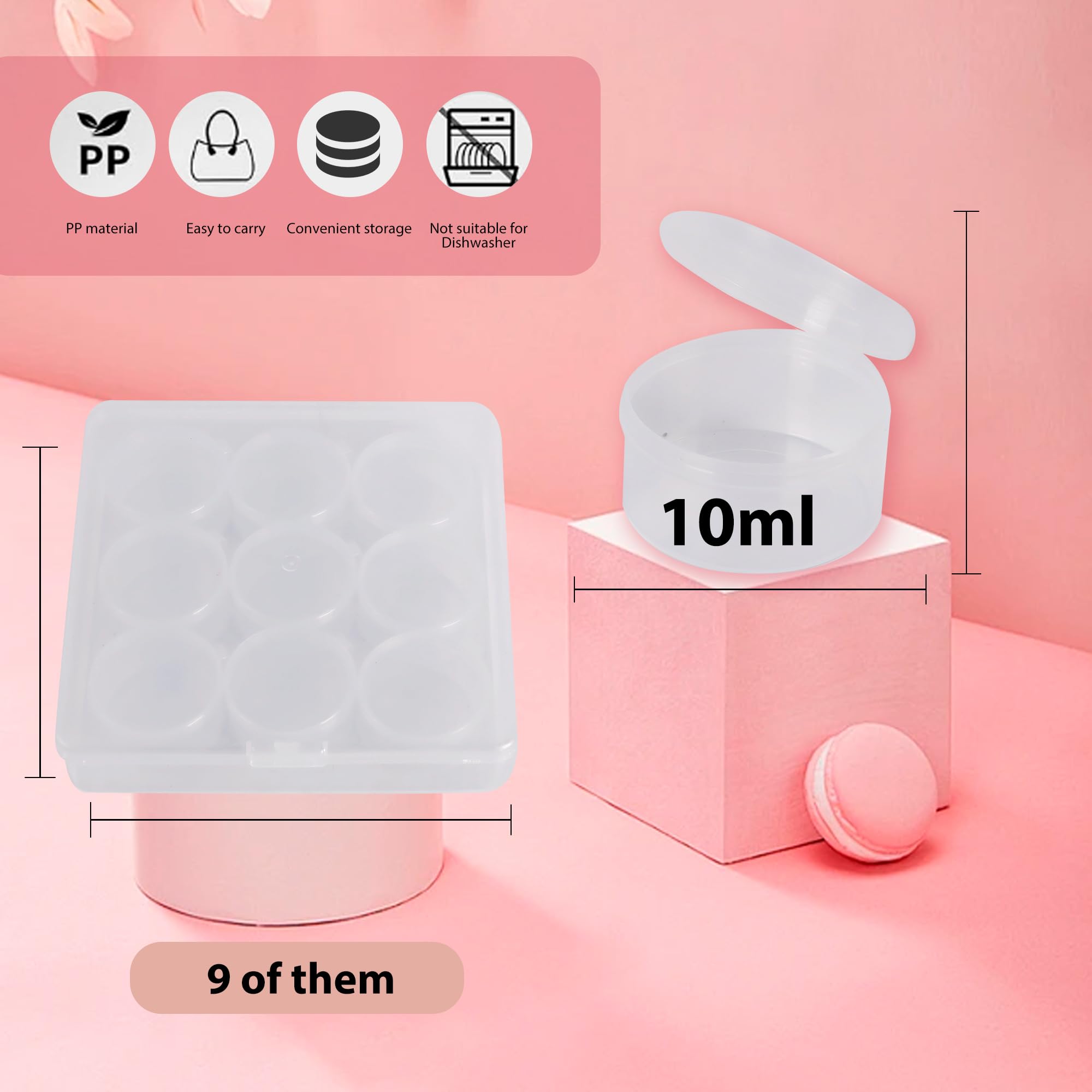 9-Piece Clear Plastic Cosmetic Jars with Snap Lids - 35g/35ml Travel-Sized Containers for Beauty Samples & Skincare Products | Airtight, Portable & Leakproof | Perfect for Makeup, Creams, Salves & DIY Storage