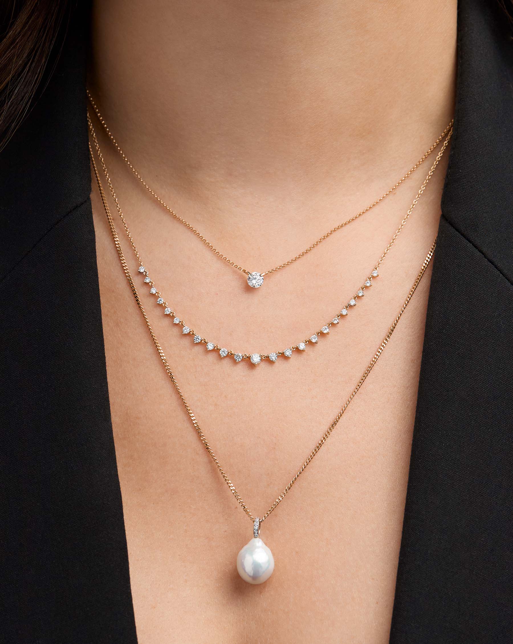 Elegant Baroque Pearl & Pavé Layering Necklace - Dainty Gold Layered Necklace for Women - Perfect for Weddings, Date Nights & Special Occasions