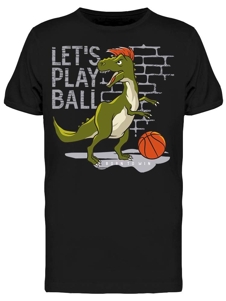 Tyrannosaur Let's Play Ball T-Shirt for Men - Black Dinosaur Graphic Tee | Casual Wear, Gifts, and Everyday Outfits