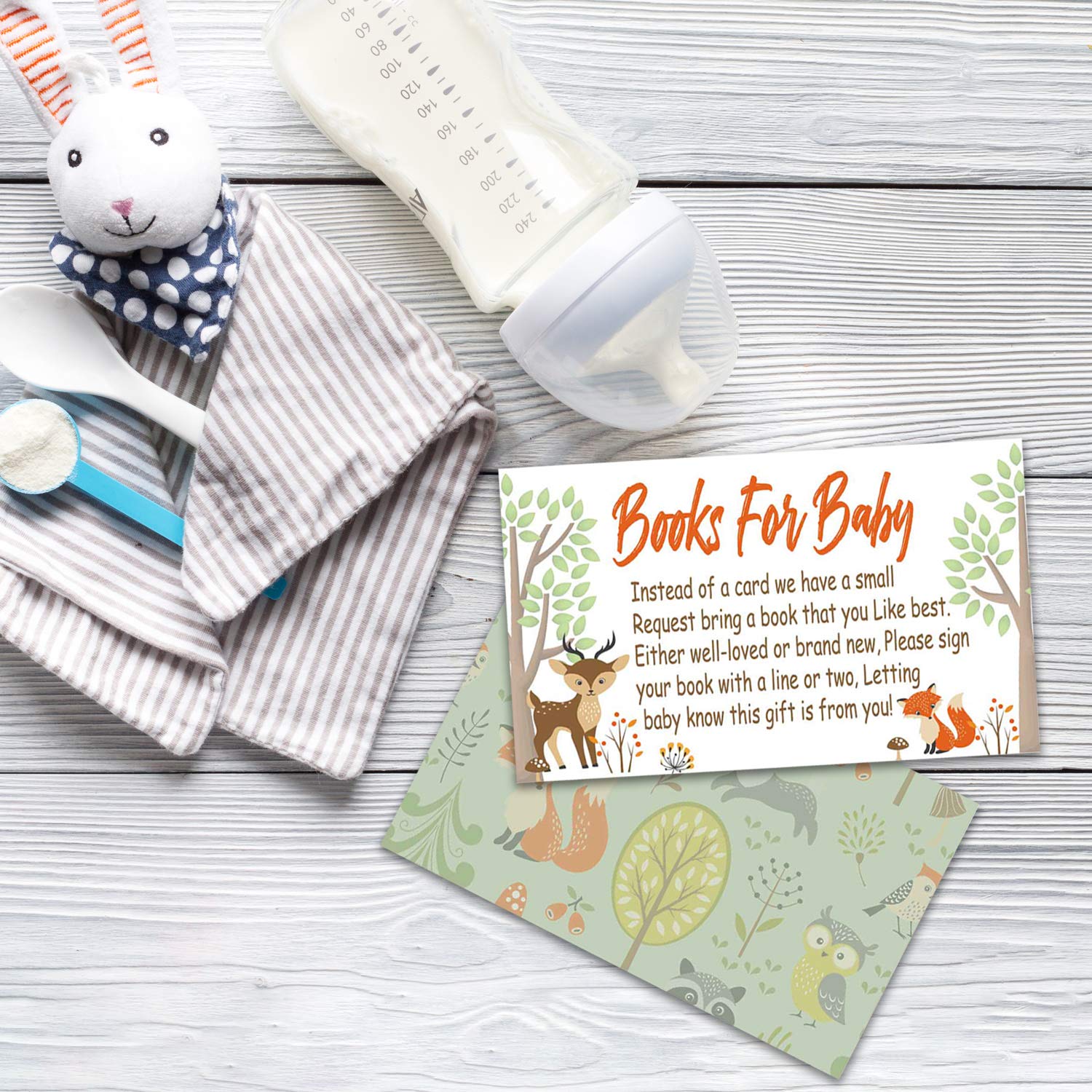 Woodland Creature Baby Shower Book Request Cards (50 Pack) - Perfect for Baby Shower Invitations, Gender Reveal Parties & Nursery Decor