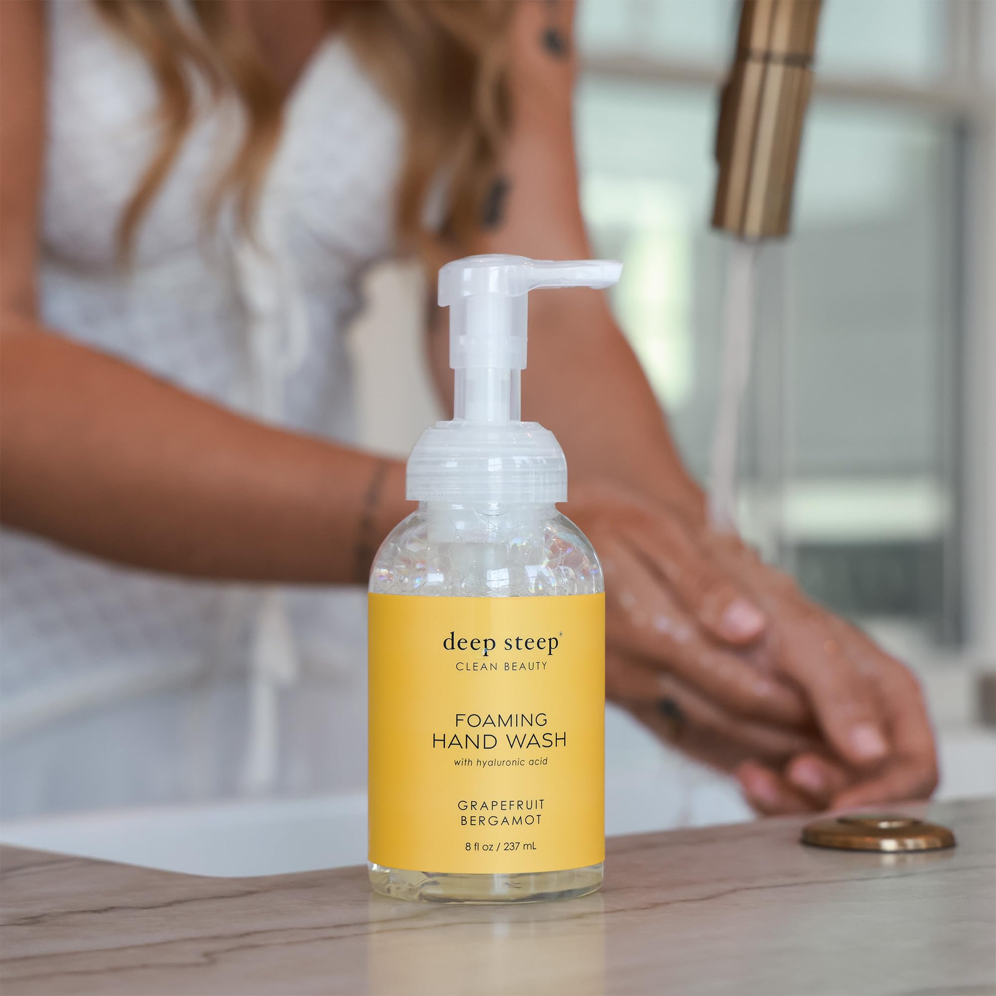Deep Steep Foaming Hand Wash 8oz - Grapefruit Bergamot Scent | Natural Moisturizing Hand Soap | Refreshing Citrus Aroma for Bathroom, Kitchen & Office Use