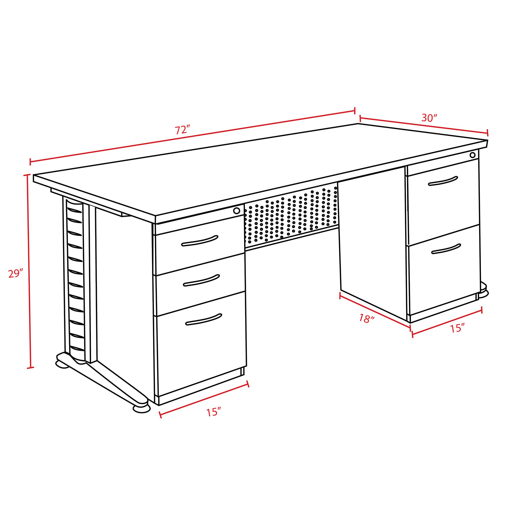 Regency Pedestal Desk Fusion Double - 72