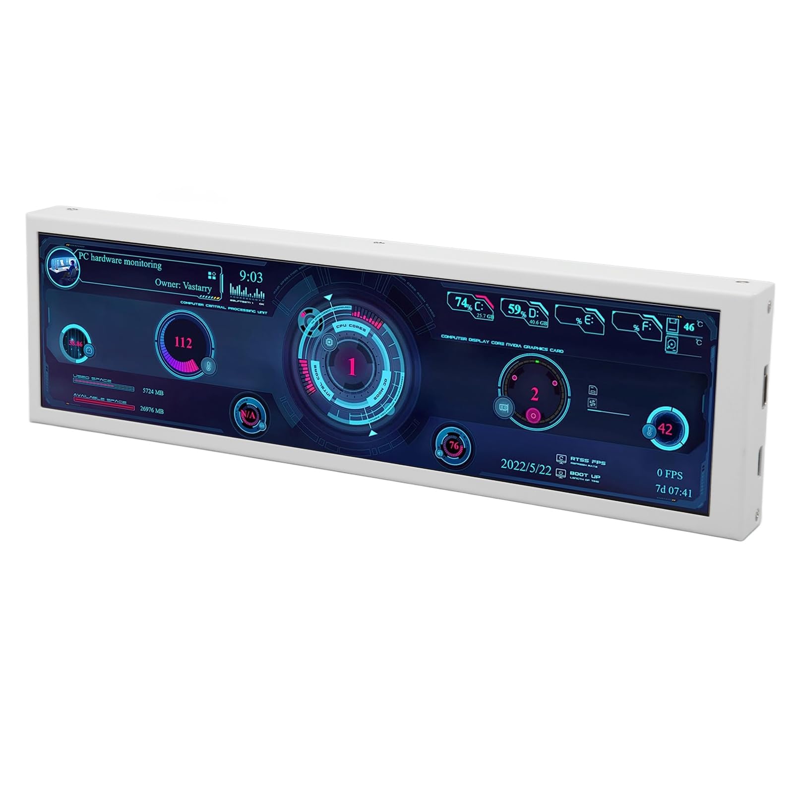 Goshyda 8.8 Inch PC Temperature Monitor with IPS Mini Secondary Screen - 360° Auto Rotation for CPU GPU Monitoring, Aida 64 Support (Touch Screen) - Perfect for Gaming PCs, Workstations, and PC Builders