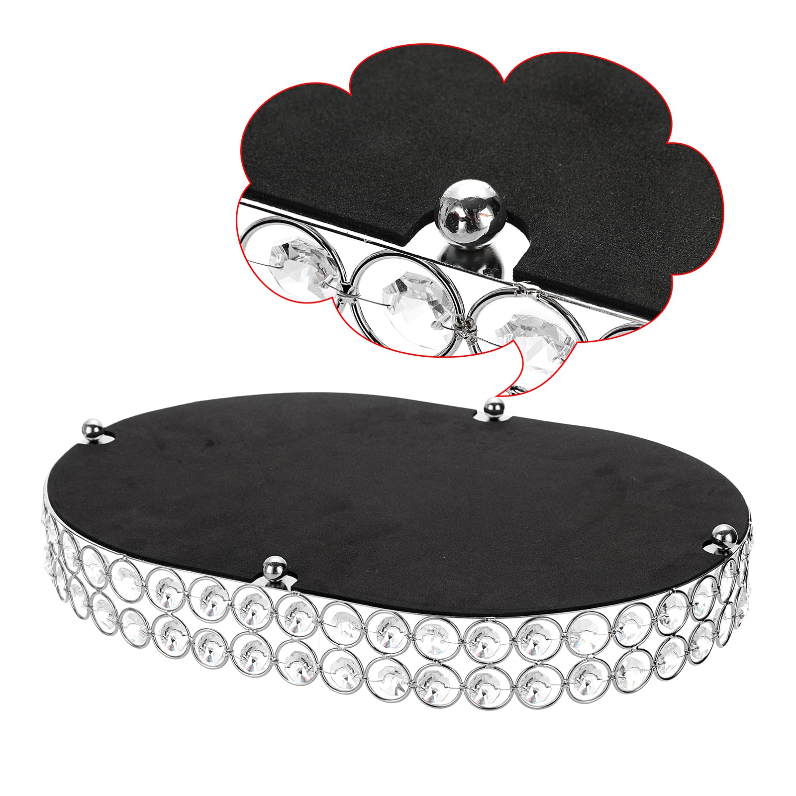 Hipiwe Large Crystal Vanity Tray - Mirrored Dresser Perfume & Makeup Organizer for Jewelry, Cosmetics & Skin Care Storage | Elegant Bathroom Countertop & Home Decor Accessory | Perfect for Bedroom, Dresser & Vanity Table Organization