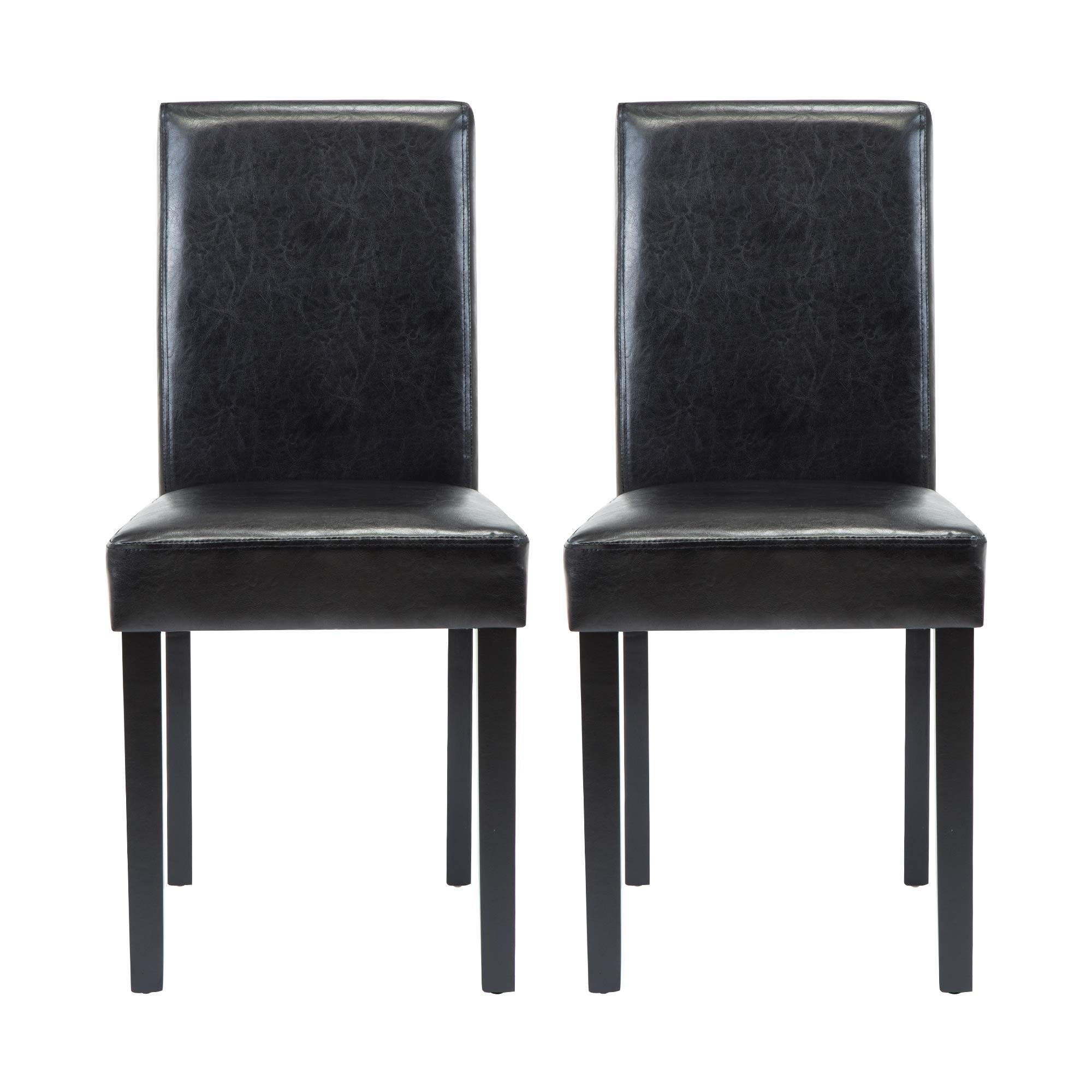 Modern PU Upholstered Dining Chairs Set of 2 - Elegant Black Dining Room Chairs with Comfortable Seat Cushions - Perfect for Kitchen, Dining Room, and Home Decor