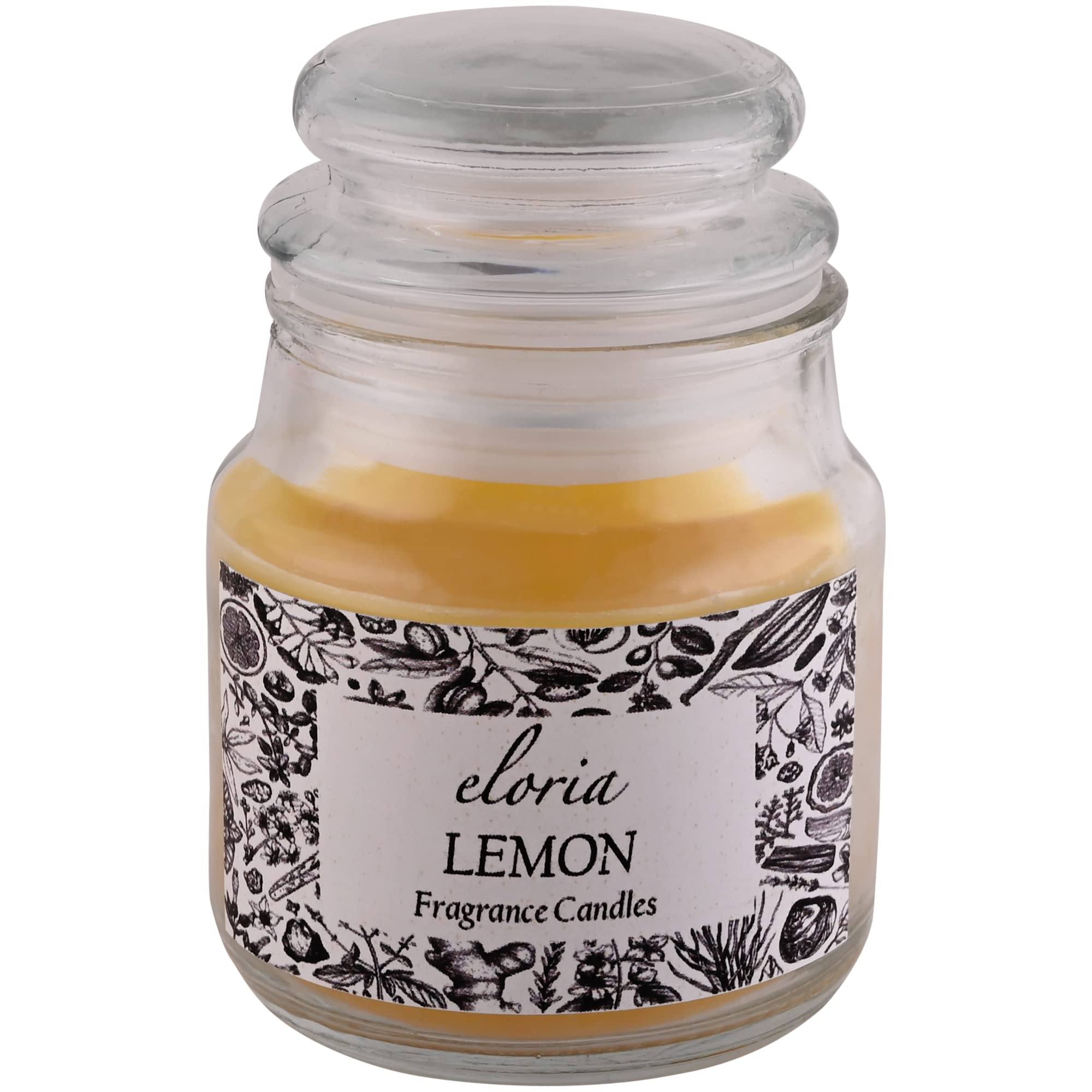 Eloria Decor Lemon Scented Jar Candles - Long Lasting Soy Wax Candles for Home, Dinner & Party Decor (1-Pack) | Perfect for Relaxation, Romantic Ambiance & Gift Giving