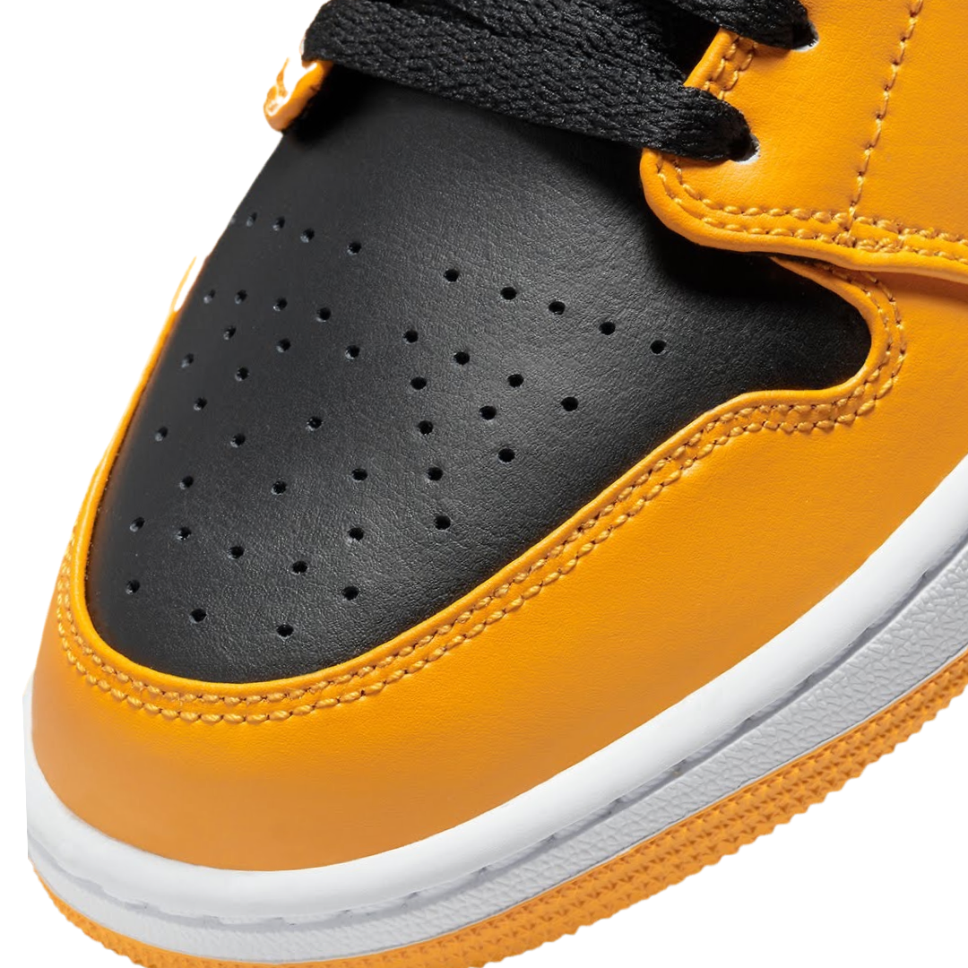 Air Jordan 1 Mid Sneakers - Yellow Toe, Black & White Basketball Shoes for Men | Casual Wear & Street Style Fashion