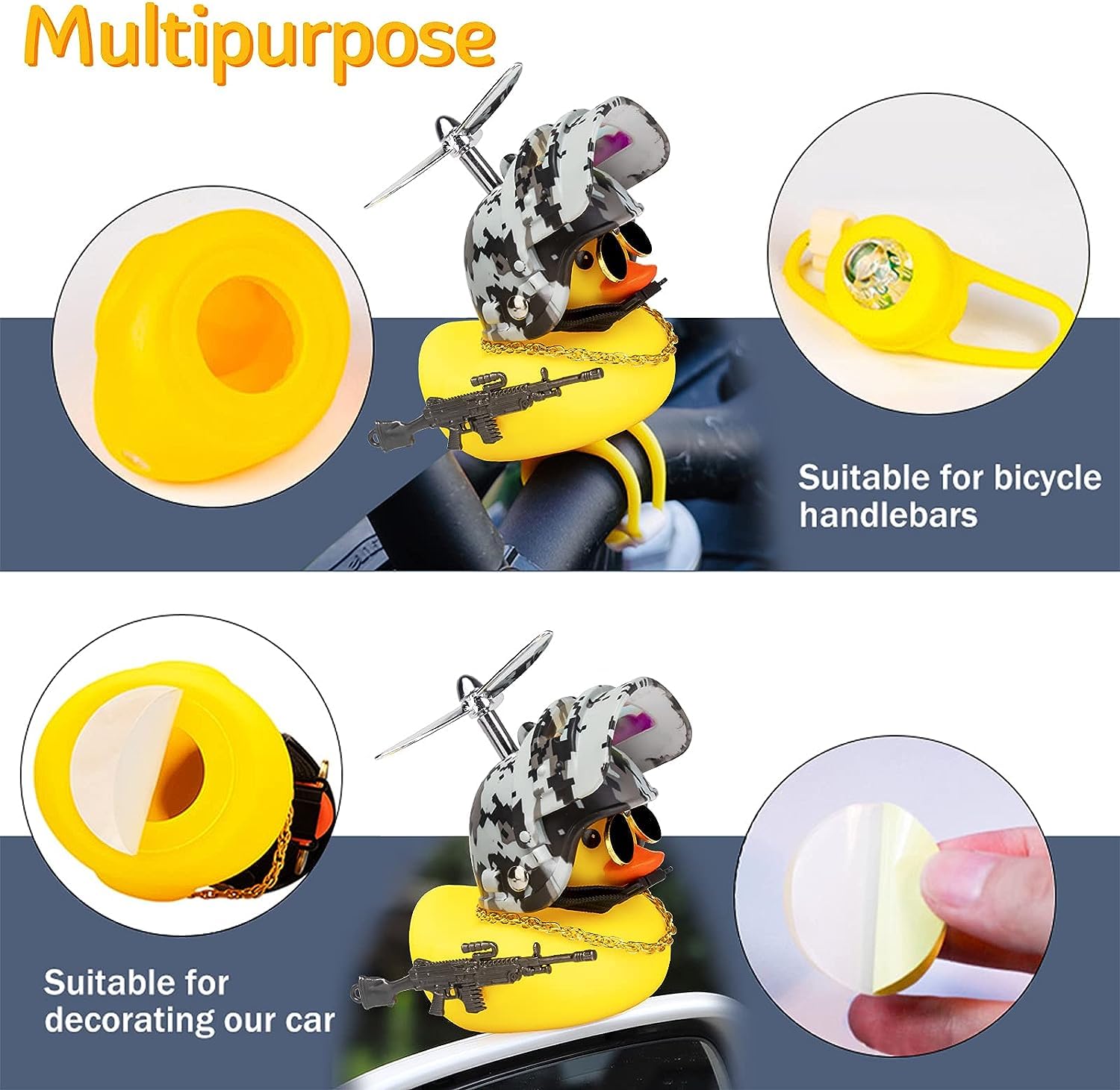 2Pcs Rubber Duck Car Ornaments - Squeeze Duck Dashboard Decor for Cars, Motorcycles & Bicycles | Fun Dashboard Accessories for Road Trips, Commuting and Cycling Adventures