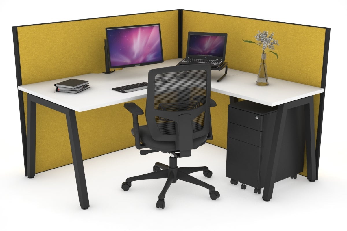 Horizon Quadro A Legs L-Shaped Corner Office Desk - 1800L x 1800W with Cable Management | Modern Home Office & Gaming Desk for Small Spaces