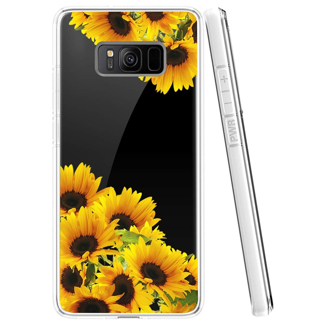 Cute Clear Slim Shockproof Sunflower TPU Case for Samsung Galaxy S8 - Soft Flexible Protective Cover for Women & Girls - Perfect for Everyday Use, Work, and Outdoor Activities