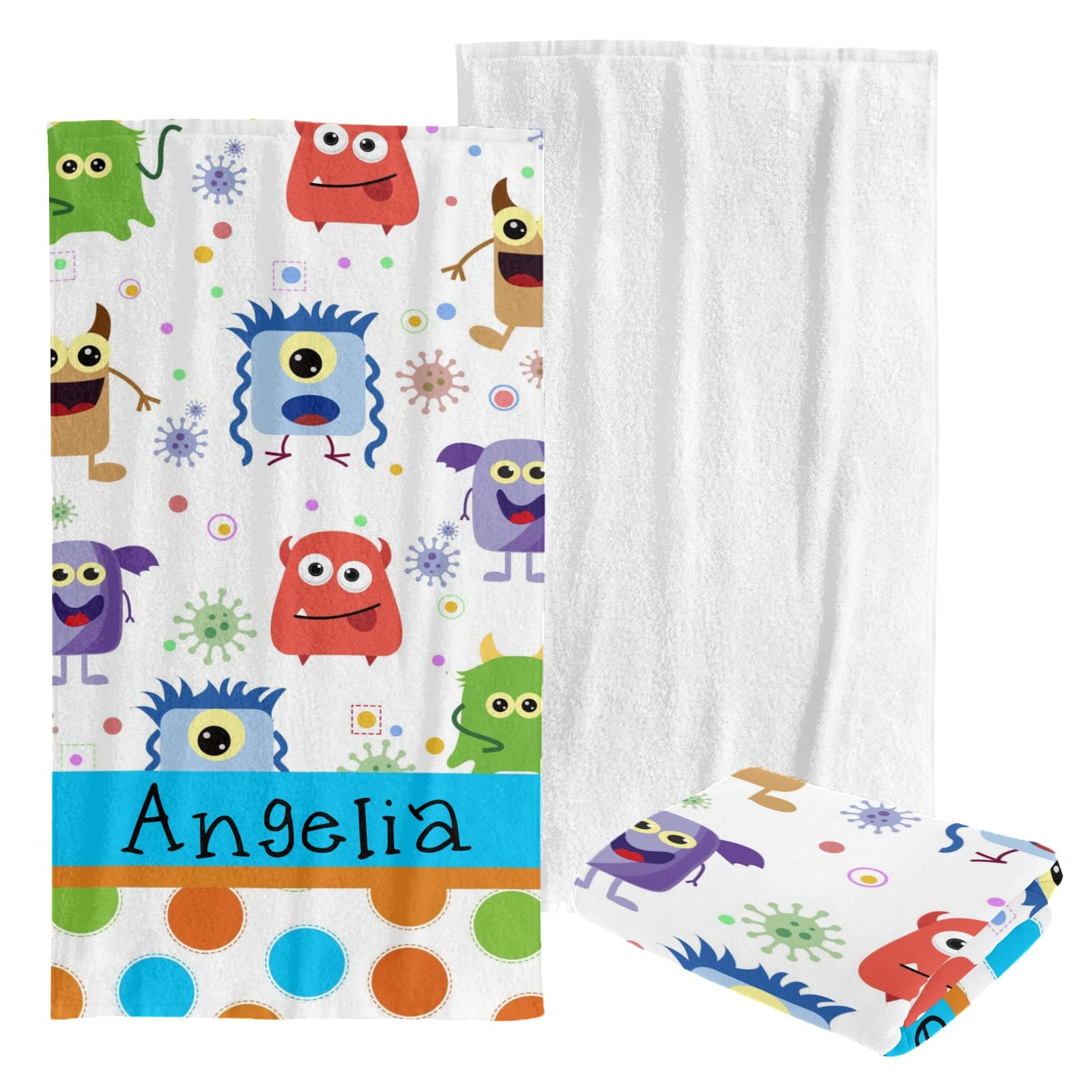 Custom Personalized Beach Towel - Soft Quick-Dry Bath Towel Blanket for Swimming, Sunbathing - Ideal for Kids, Men, Women, Boys & Girls - Cute Monster Design for Pool, Beach, Vacation & Summer Outings