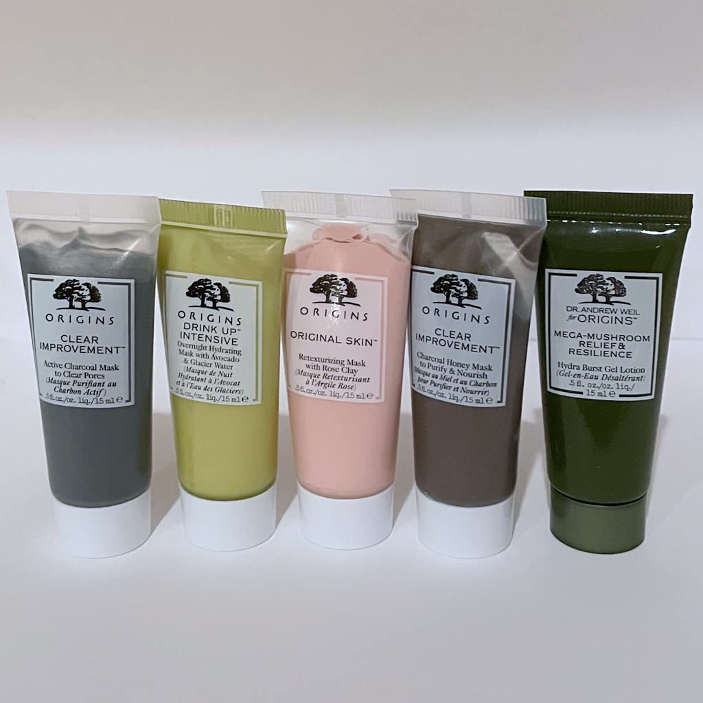 Origins Face Mask Set - Clear Improvement Charcoal Mask, Drink Up Hydrating Overnight Mask & Original Skin Retexturizing Mask for Glowing Skin | Deep Cleansing, Hydration & Pore Refining | Perfect for Spa Night, Self-Care Routine & Travel Skincare
