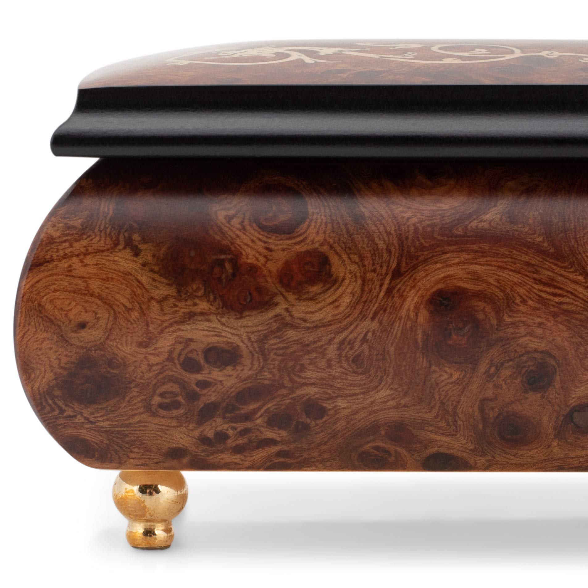 Exquisite Italian Handcrafted Inlaid Olmo Wood Musical Jewelry Box - Plays Clair de Lune - Perfect for Gift Giving, Jewelry Storage & Home Décor